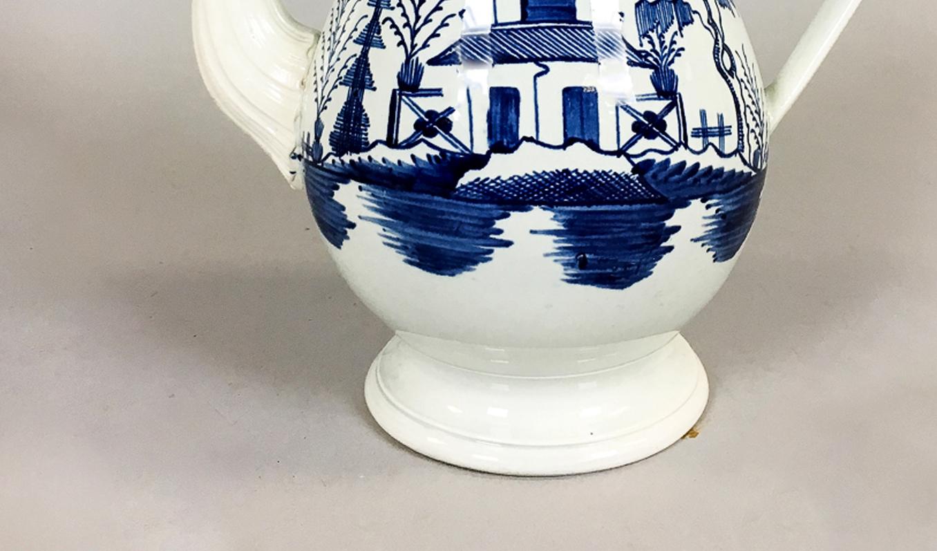 Georgian Blue and White Pearlware 18th century Coffeepot, 1785 For Sale