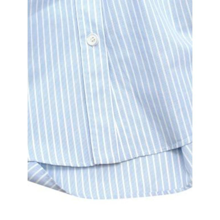 Blue Pinstripe Relaxed Puff Sleeve Shirt