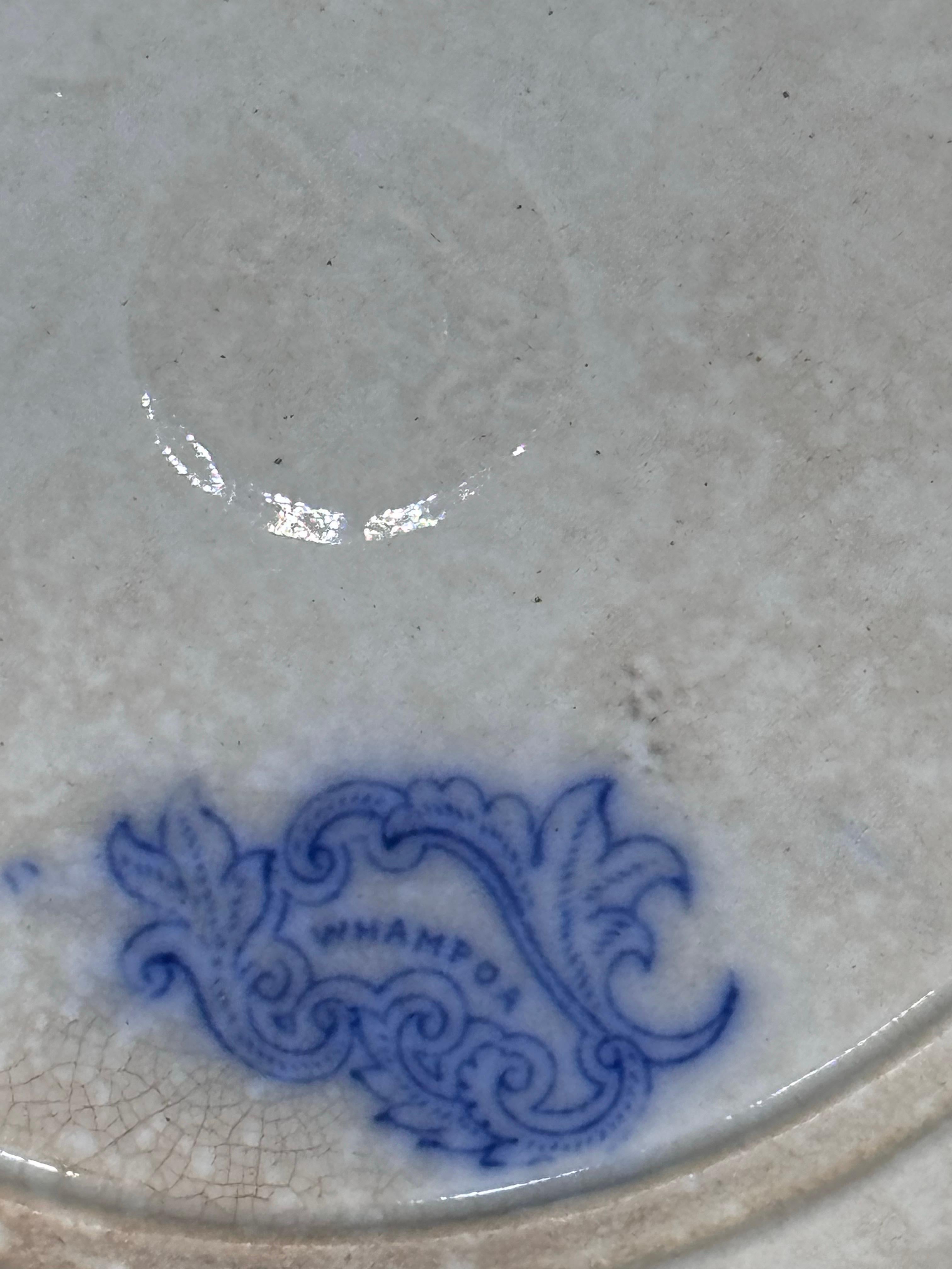 Blau-weißer Teller 8.25 Staffordshire Transferware Whampoa Muster (Keramik) im Angebot