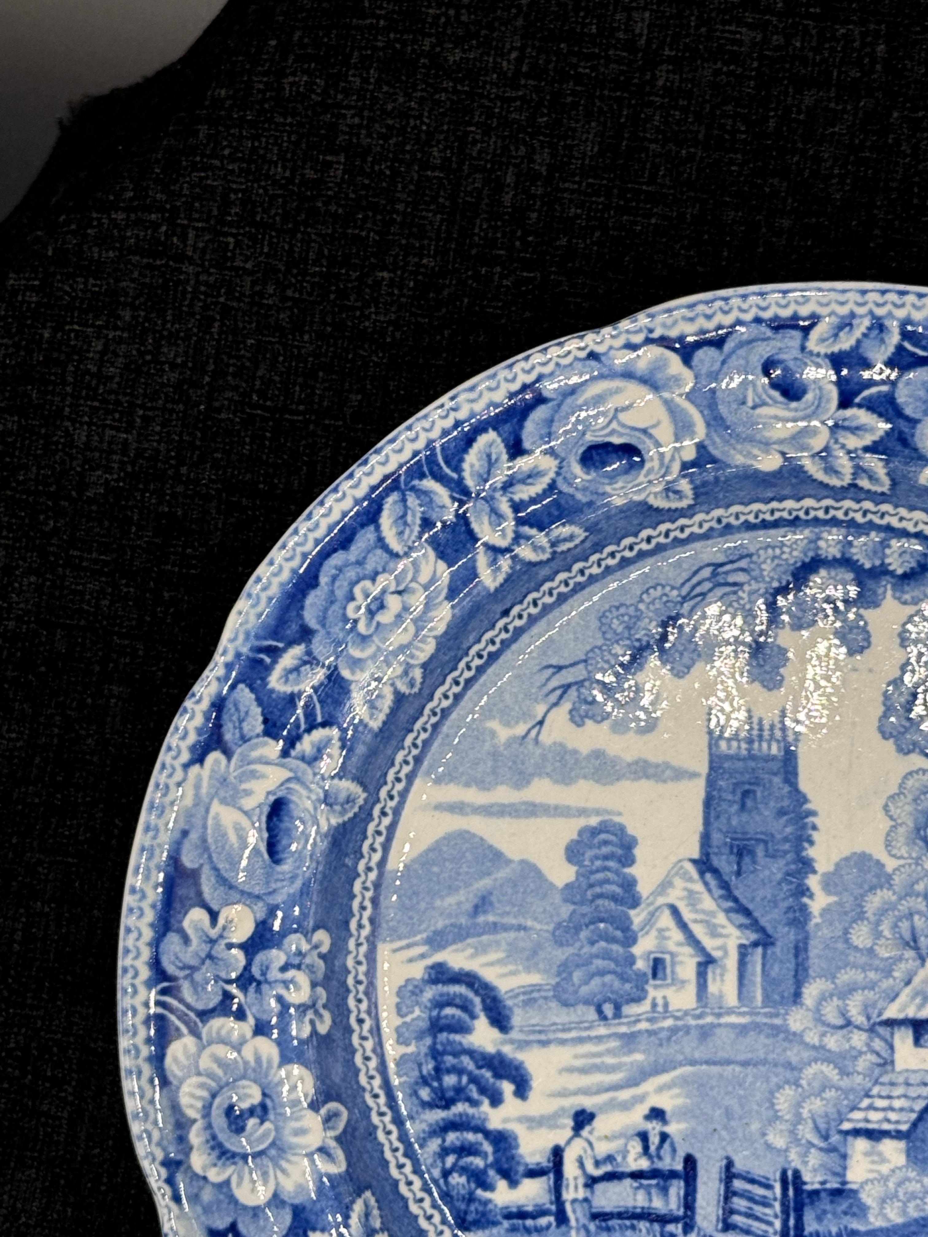 George IV Blue & White plate 8.5” Staffordshire Transferware For Sale