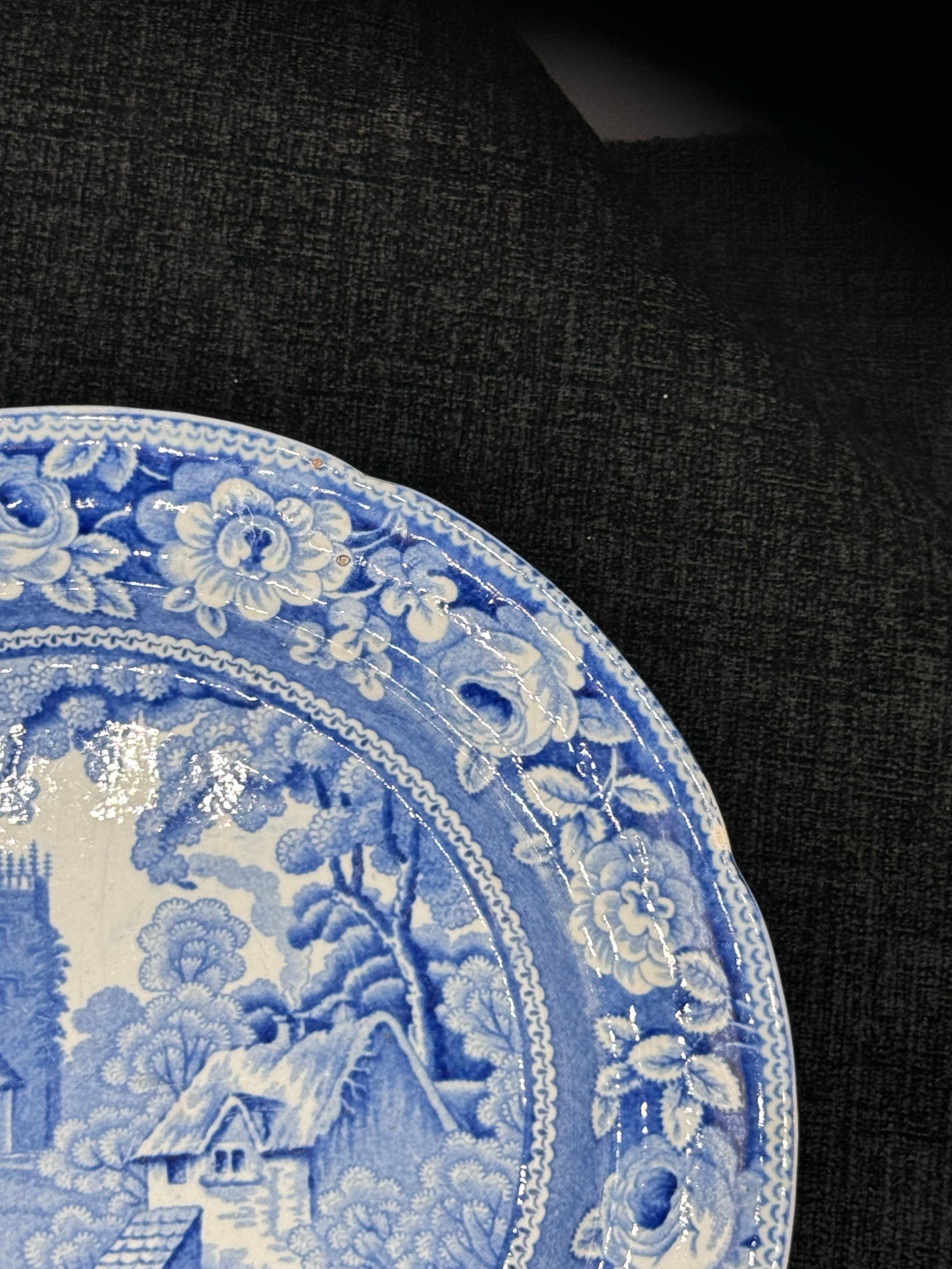 Fired Blue & White plate 8.5” Staffordshire Transferware For Sale