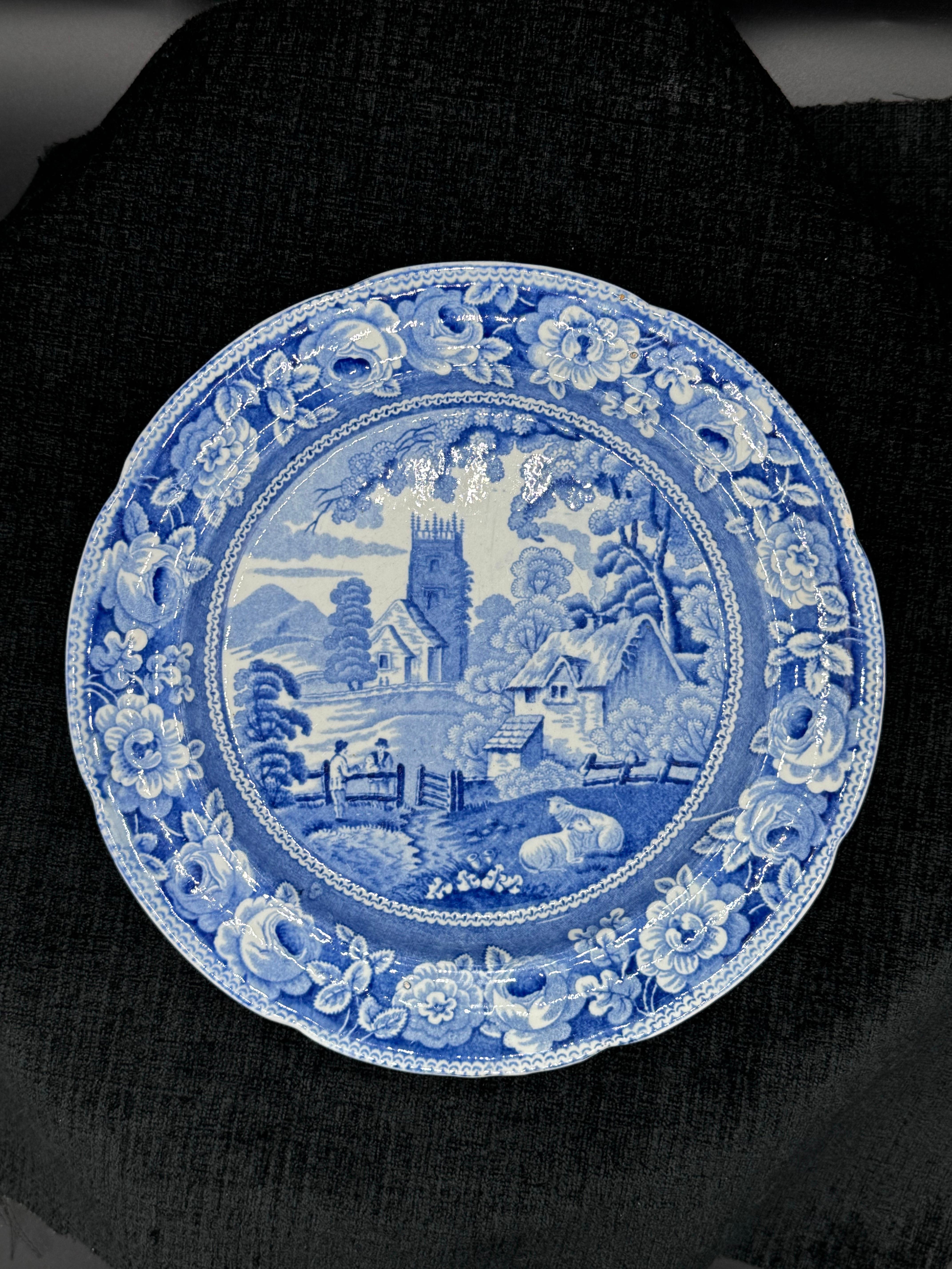 19th Century Blue & White plate 8.5” Staffordshire Transferware For Sale
