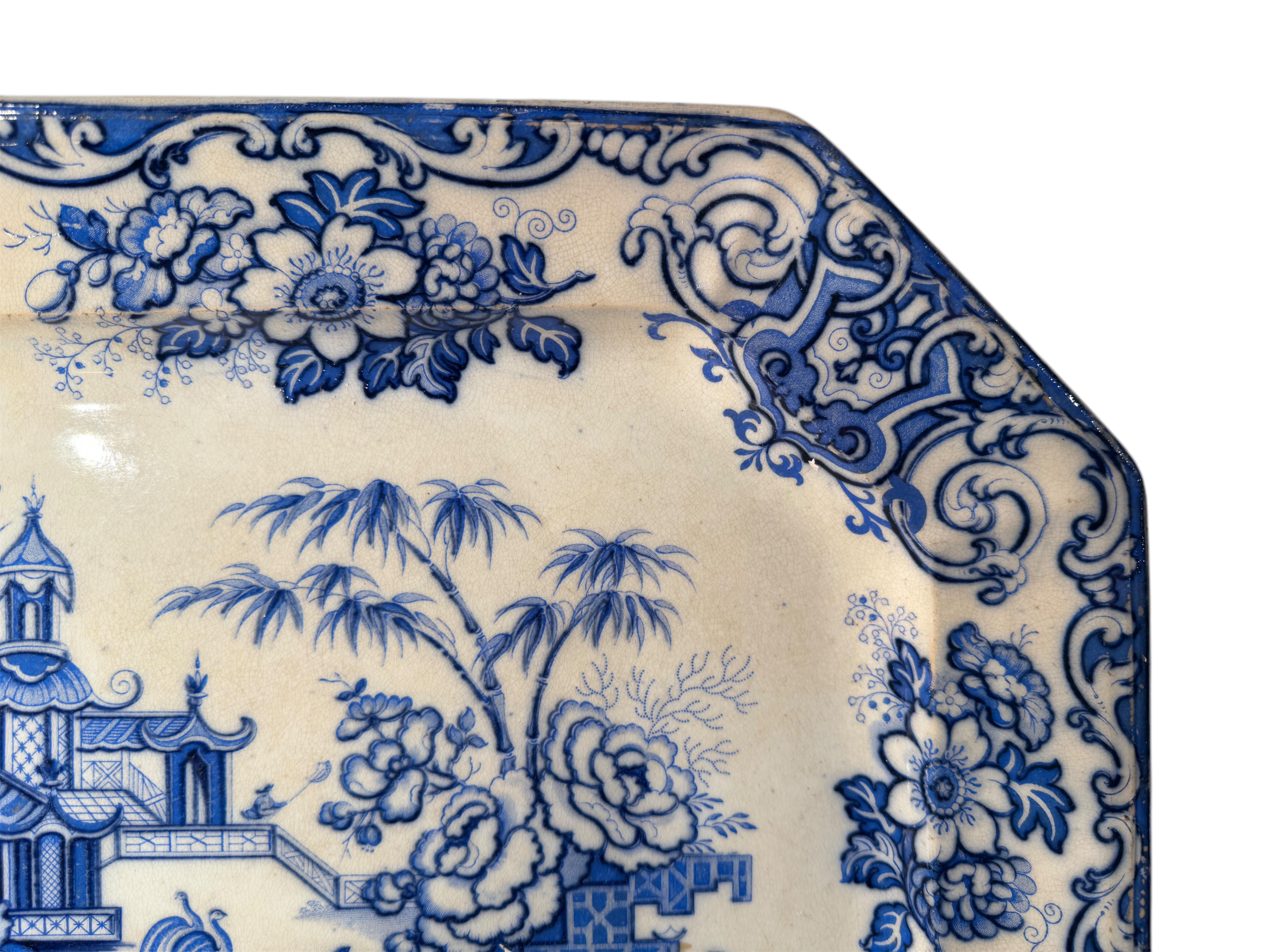 Cuit Plateau bleu et blanc 
Service de transfert Simla Pattern de Thomas Walker en vente