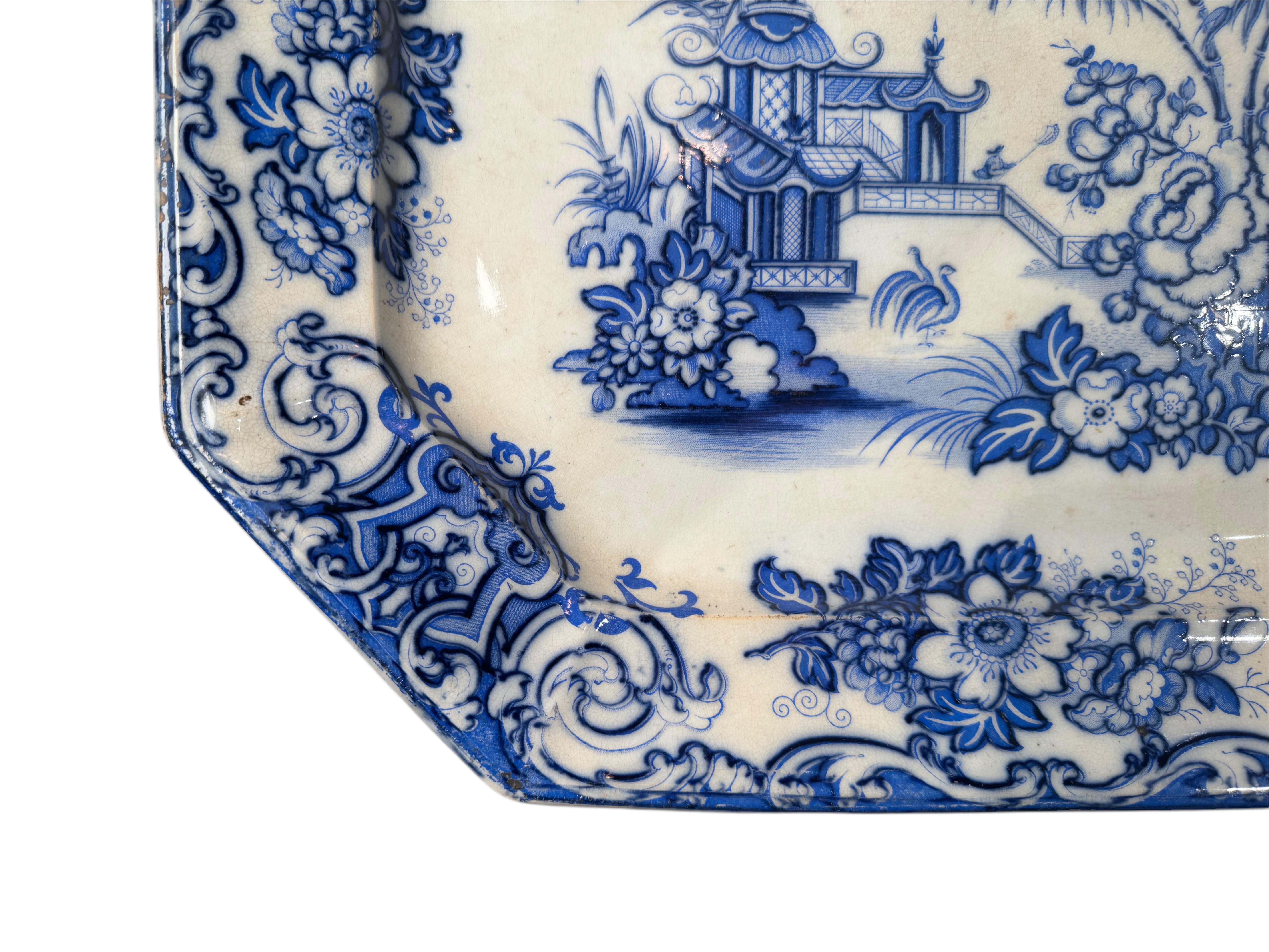 Plateau bleu et blanc 
Service de transfert Simla Pattern de Thomas Walker Bon état - En vente à Huntington, NY