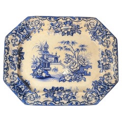 Piatto da portata in bianco e blu 
"Thomas Walker", modello Simla in ceramica trasferibile