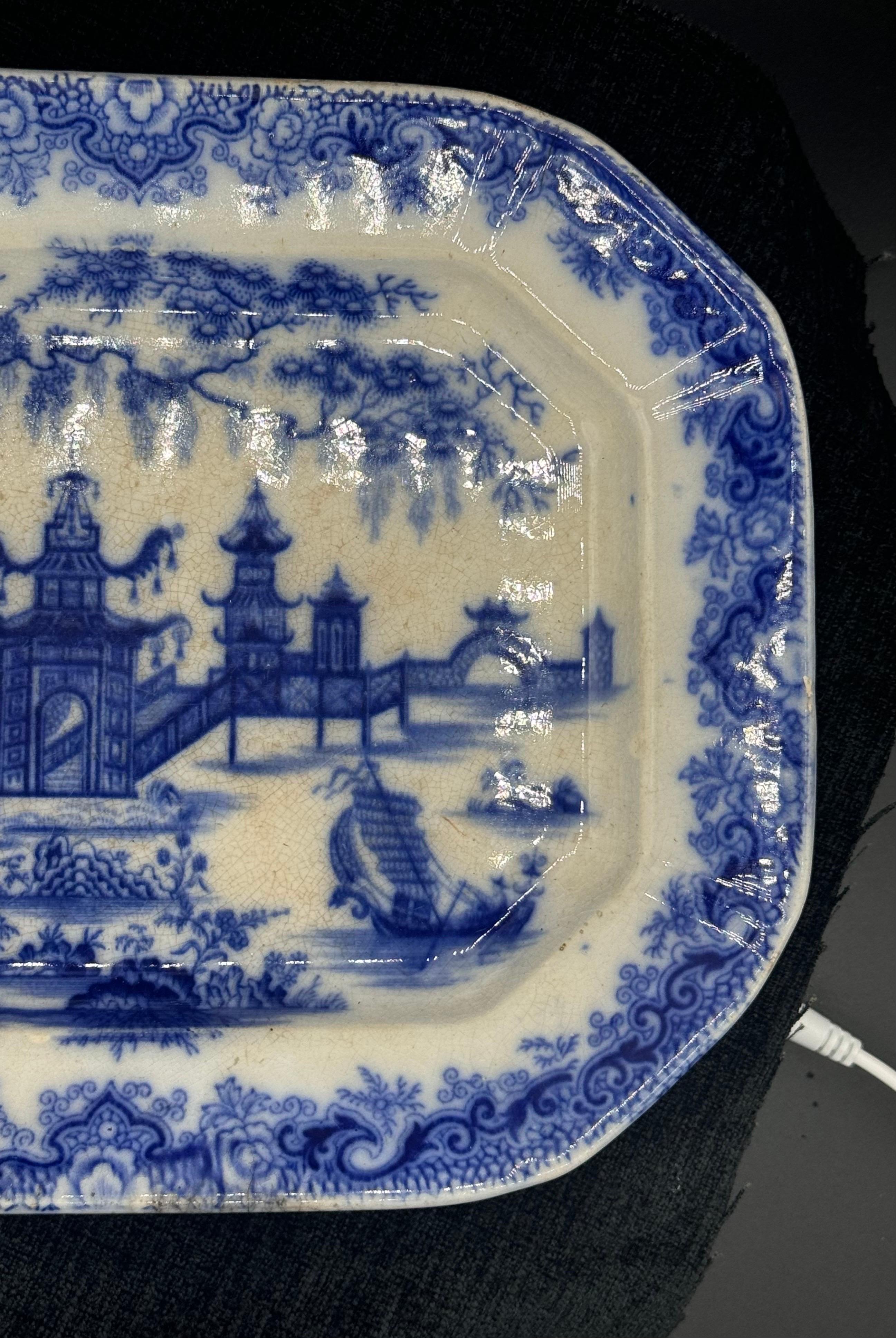 English Blue & White Platter 