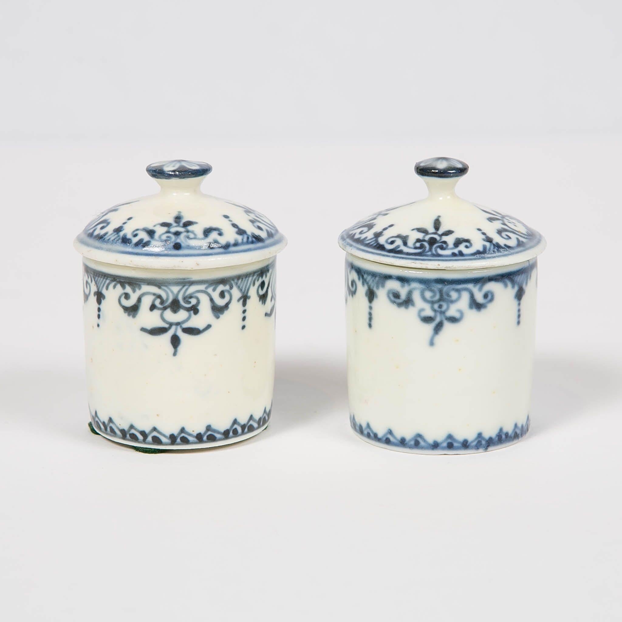 Blue and White Porcelain Jars Set of 3 Antique by Saint-Cloud, France  1