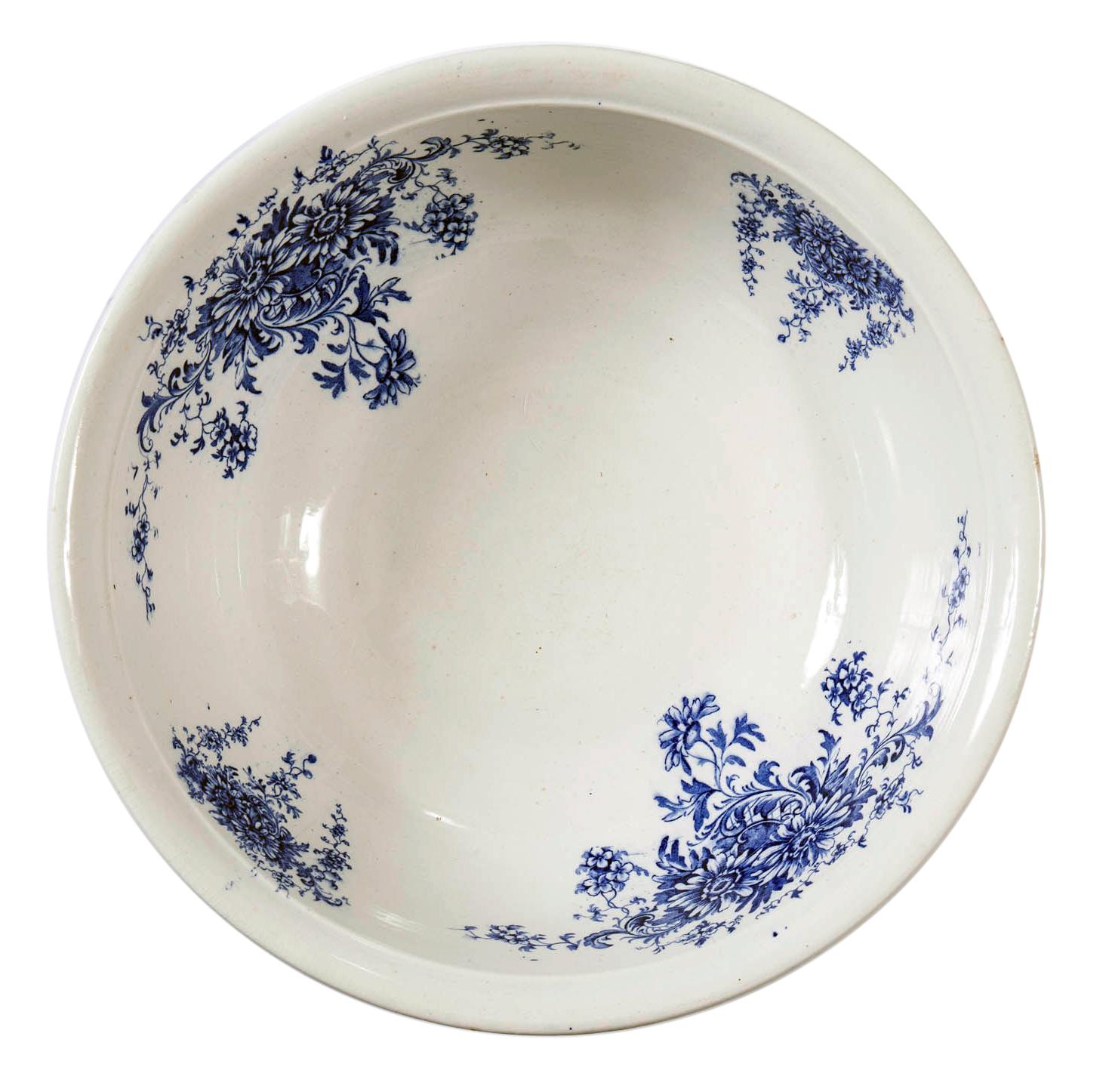 Ceramic Blue & White Porcelain Pitcher & Bowl