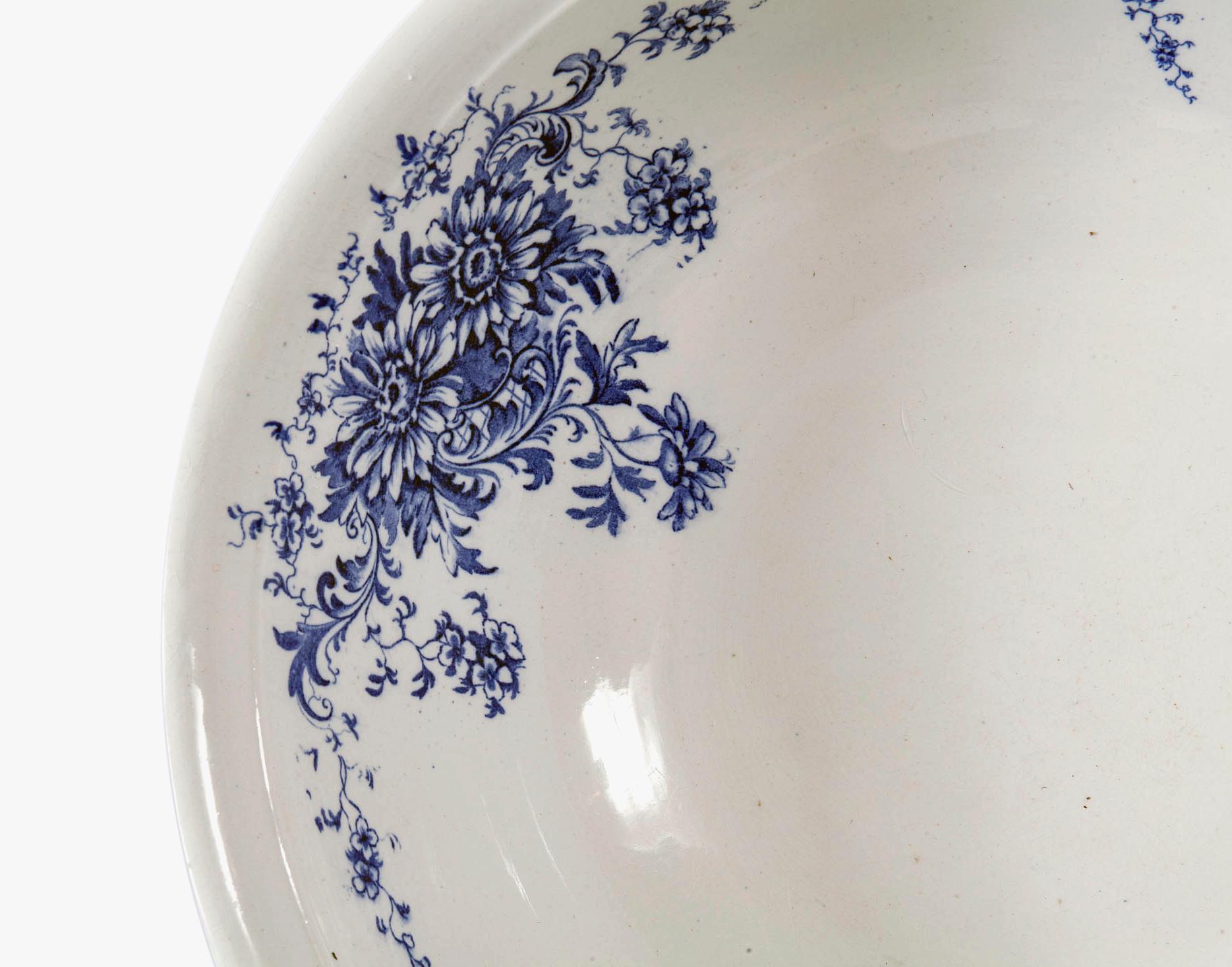 19th Century Blue & White Porcelain Pitcher & Bowl
