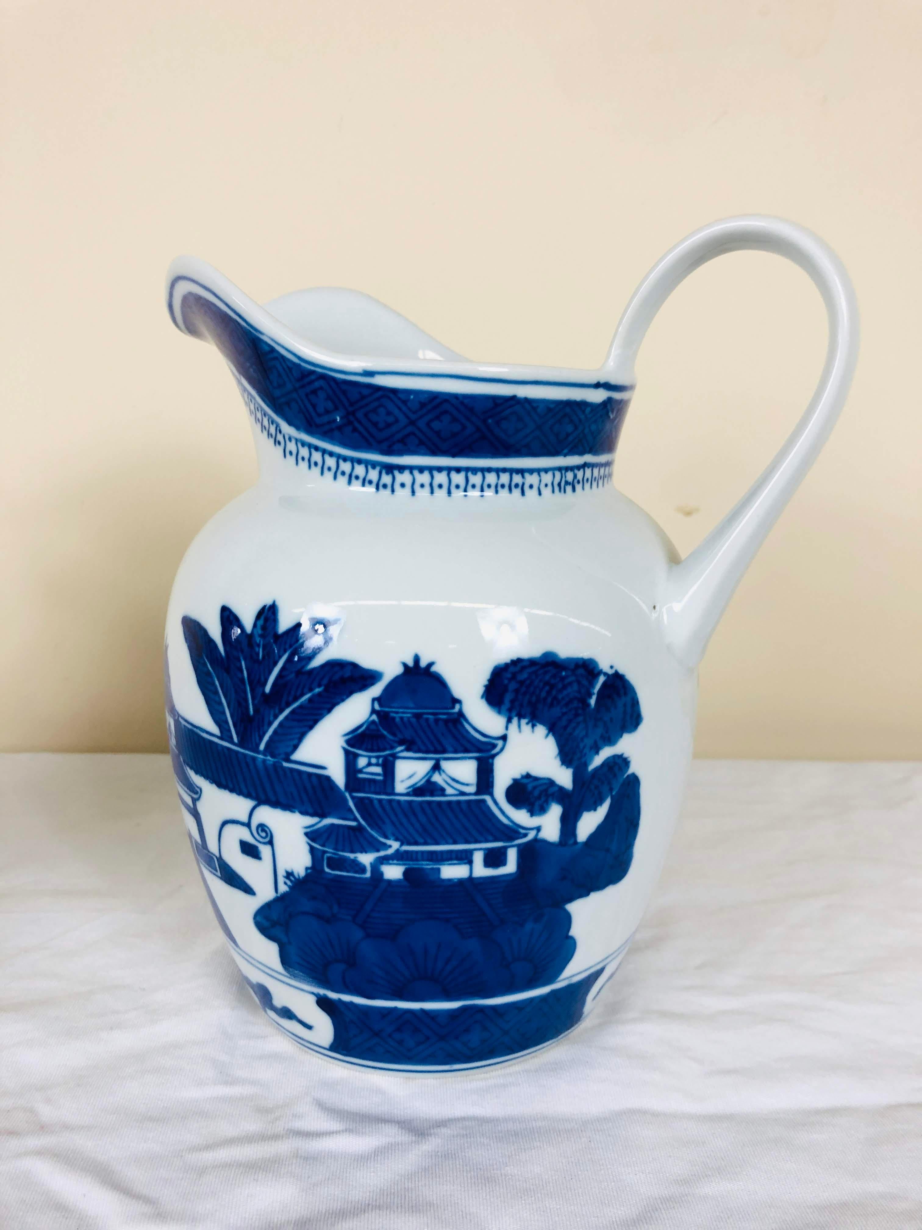 Blue and White Porcelain Pitcher In Good Condition In Bridgehampton, NY