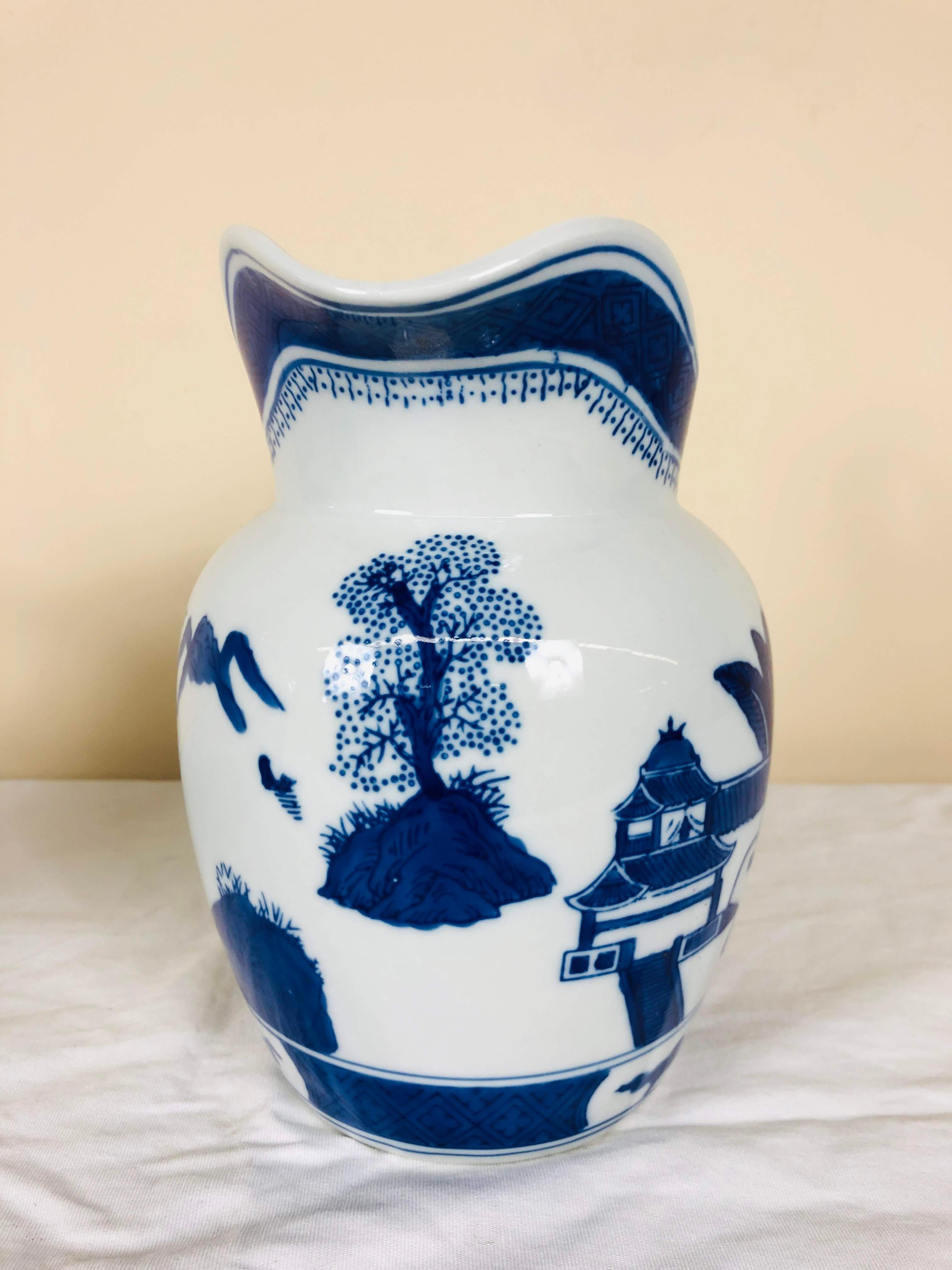 Contemporary Blue and White Porcelain Pitcher