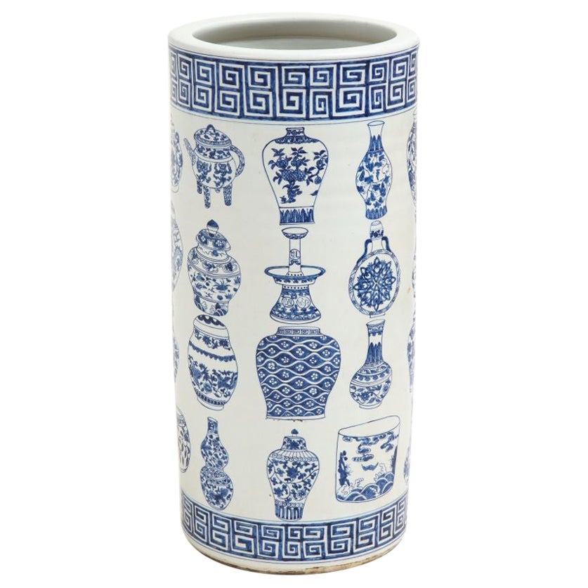 Blauer & weißer Porzellan Umbrella Stand