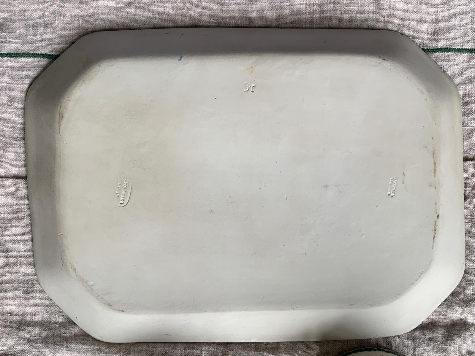 Blue & White Pottery Platter By English ADAMS factory established in 1657 In Good Condition For Sale In London, GB
