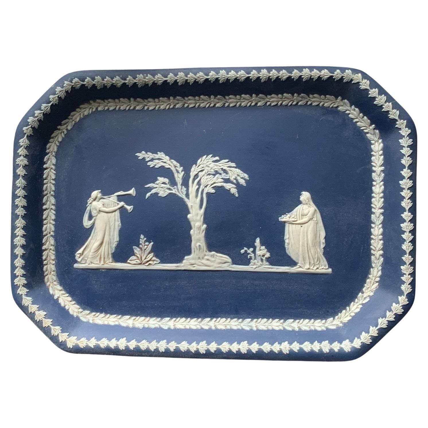 Blue & White Pottery Platter By English ADAMS factory established in 1657 For Sale