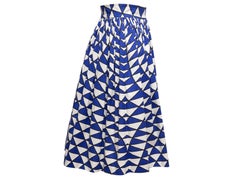 Blau-weißer Prada Rock mit geometrischem Druck in A-Linie Größe IT 36