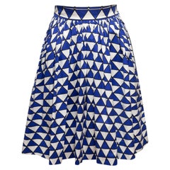 Blau-weißer Prada Rock mit geometrischem Druck in A-Linie Größe IT 36