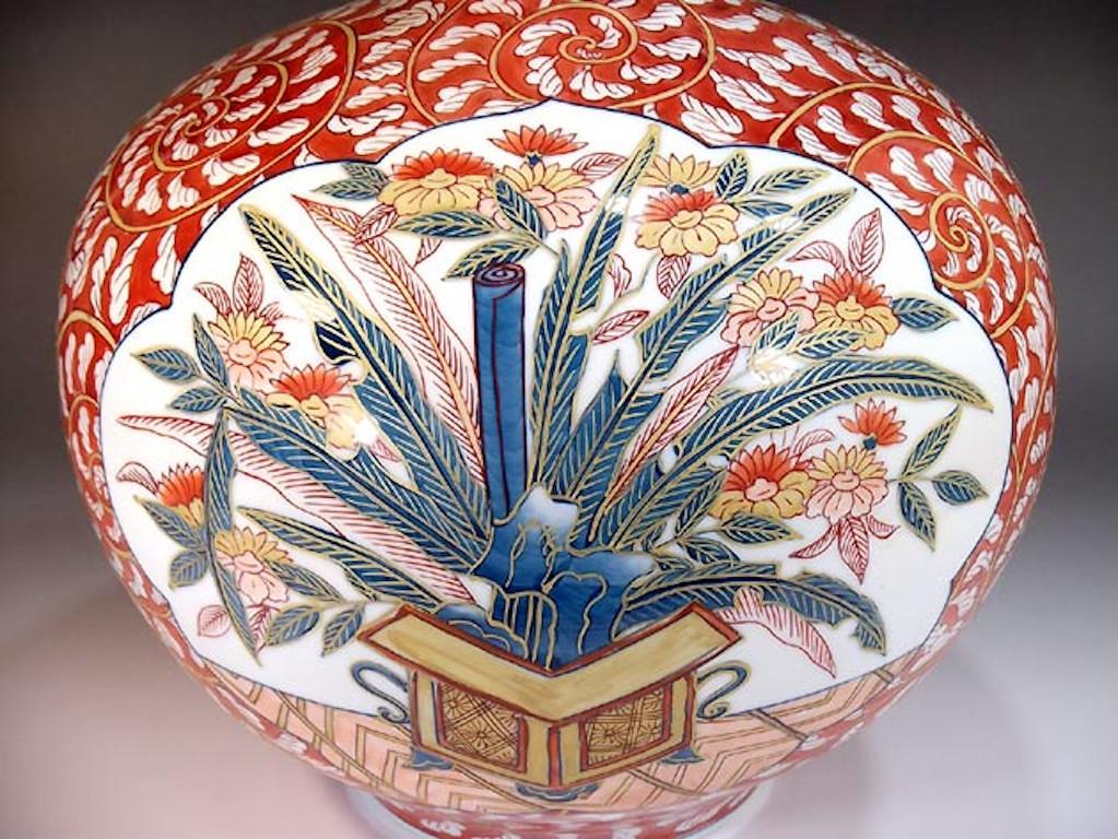 Meiji Blue White Red Porcelain Vase by Contemporary Japanese Master Artist For Sale