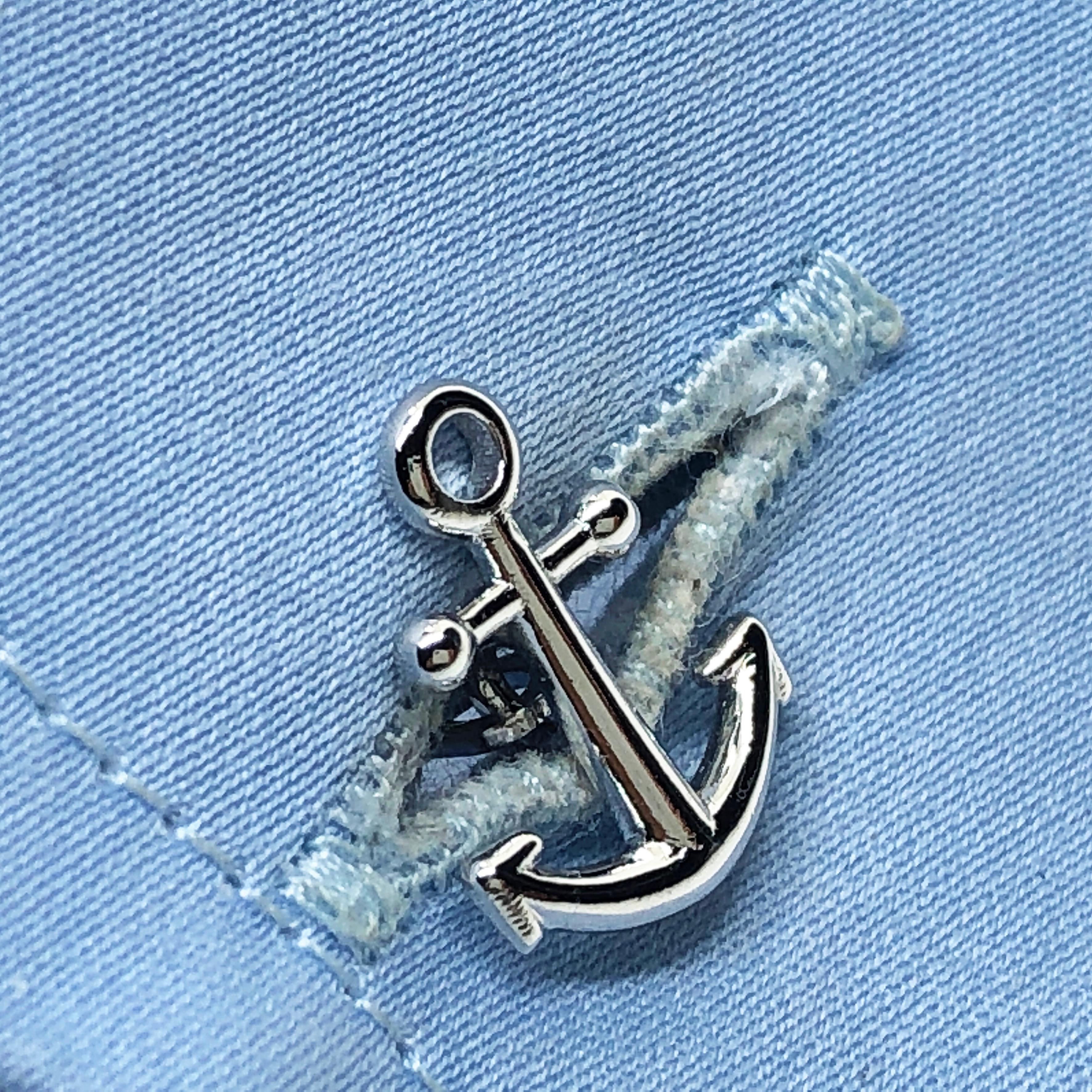 Berca Blue White Red Sailing Boat Little Anchor Back Sterling Silver Cufflinks 5