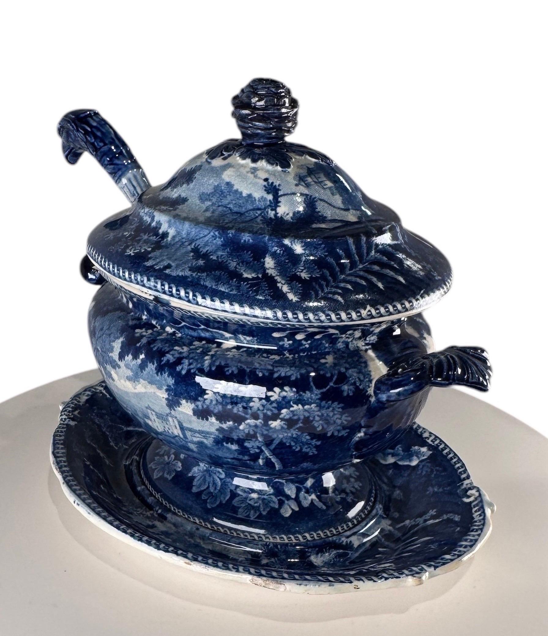 Blue & White Ridgway Sauce Tureen Staffordshire   
(Italian Scenery) For Sale 2