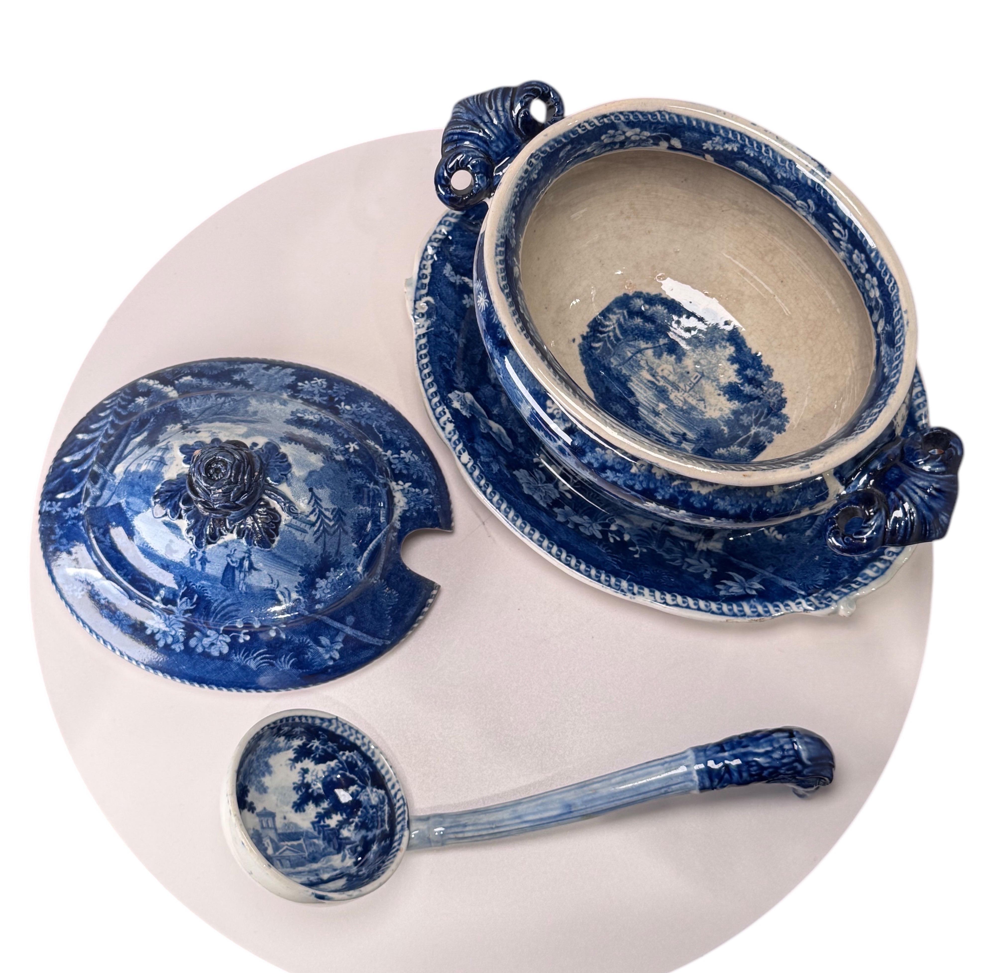 Blue & White Ridgway Sauce Tureen Staffordshire   
(Italian Scenery) For Sale 3