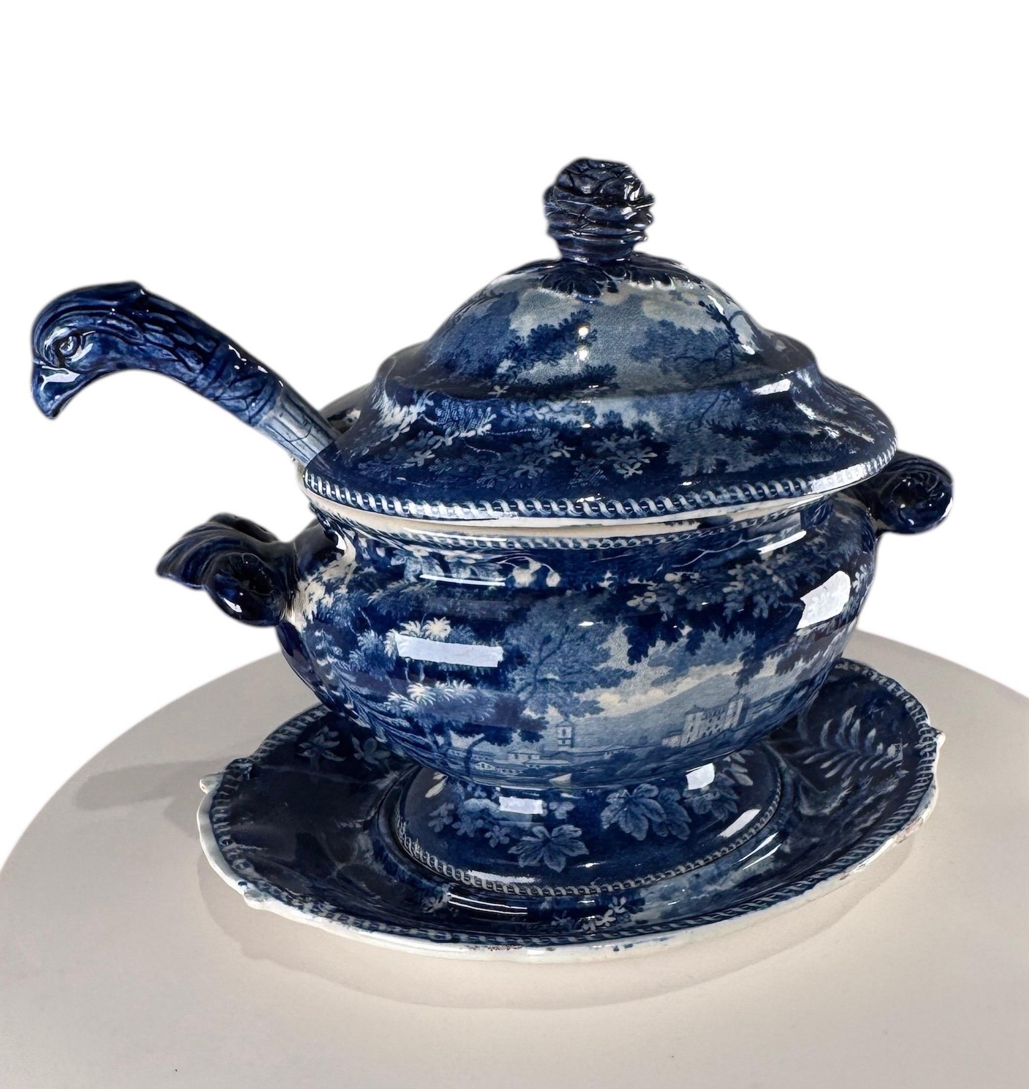Blue & White Ridgway Sauce Tureen Staffordshire   
(Italian Scenery) For Sale 9
