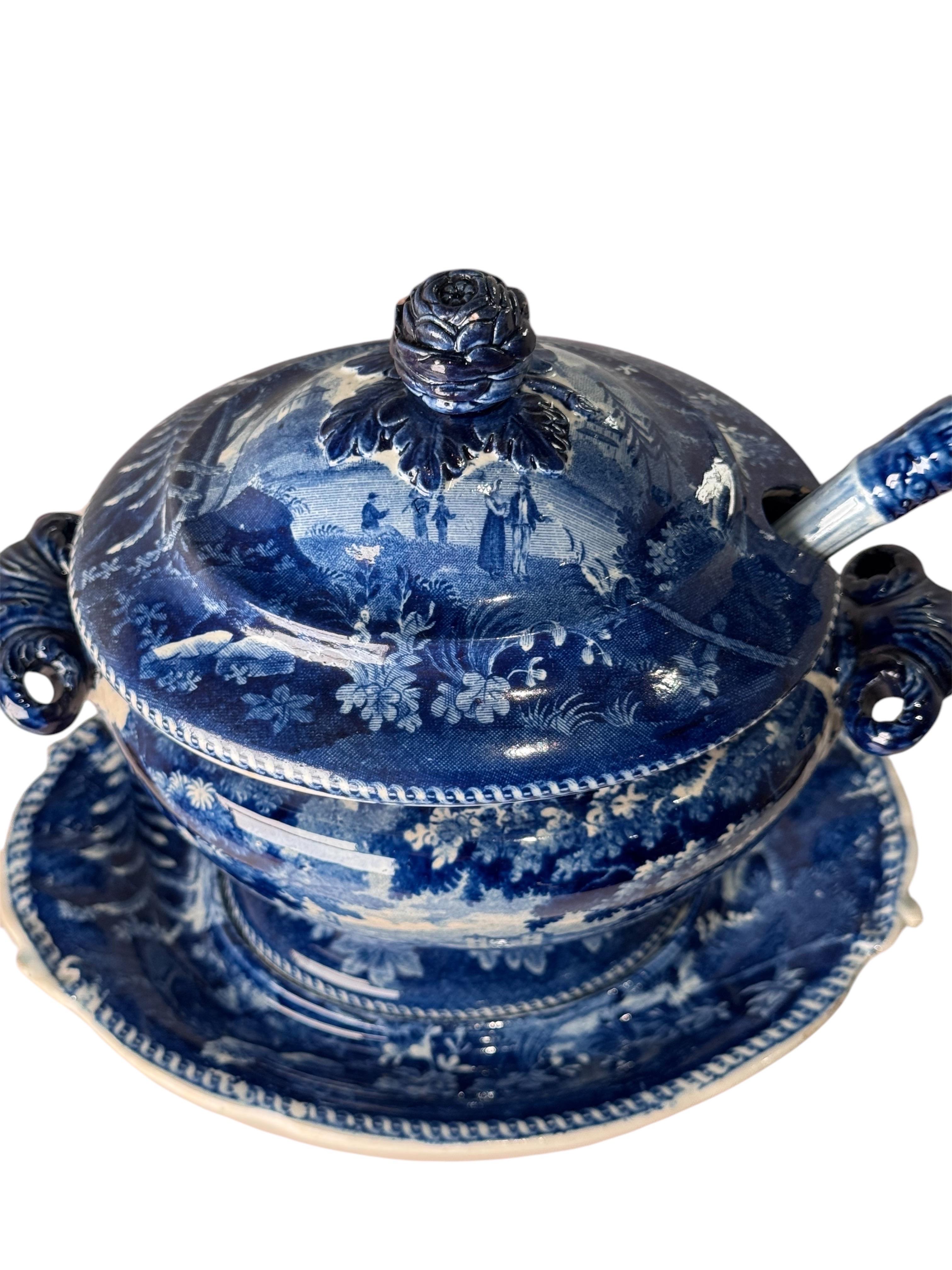 Blue & White Ridgway Sauce Tureen Staffordshire   
(Italian Scenery) 