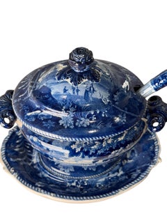 Blue & White Ridgway Sauce Tureen Staffordshire   
(Italian Scenery)