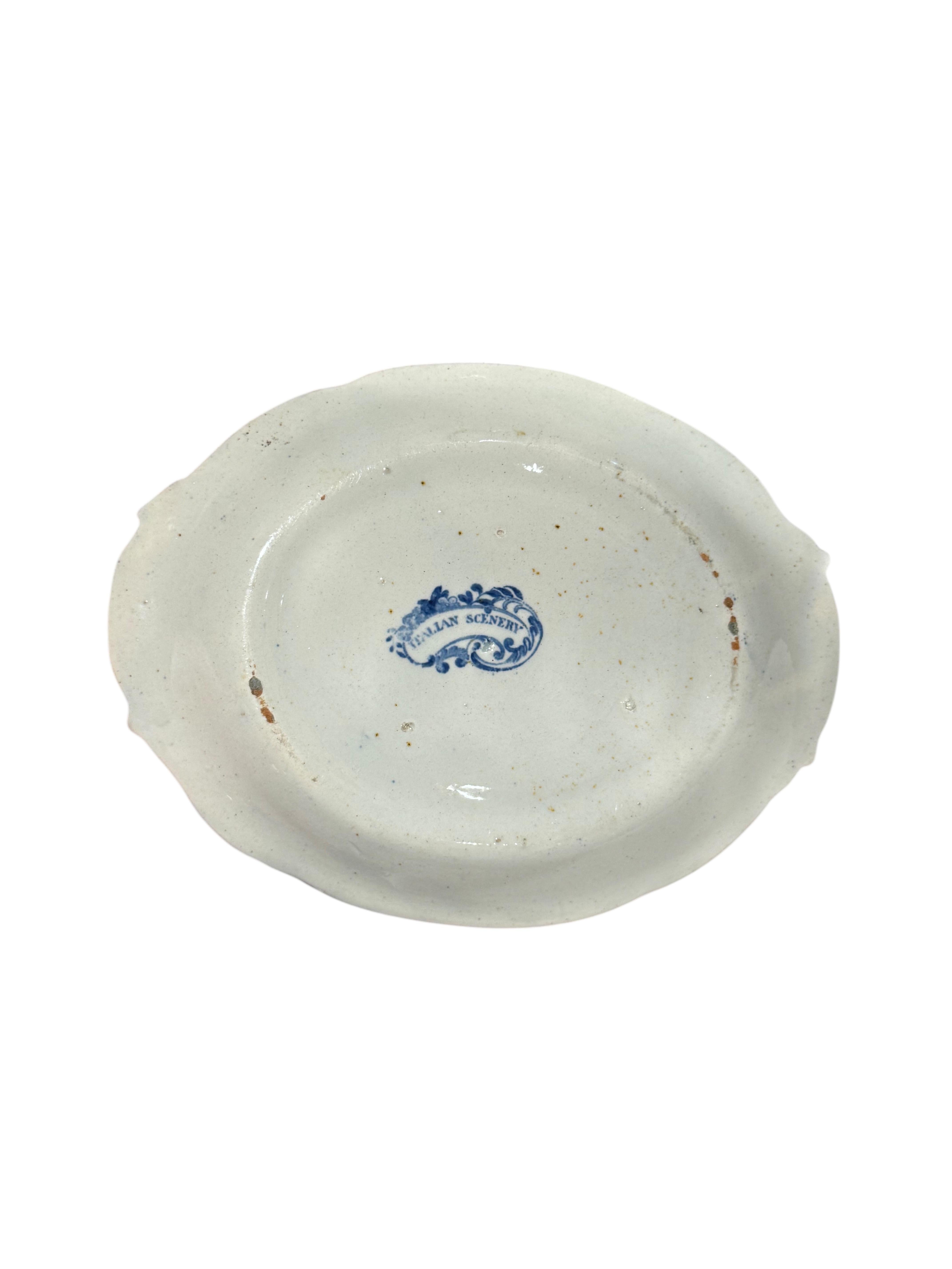 Early 19th Century Blue & White Ridgway Sauce Tureen Staffordshire   
(Italian Scenery) For Sale