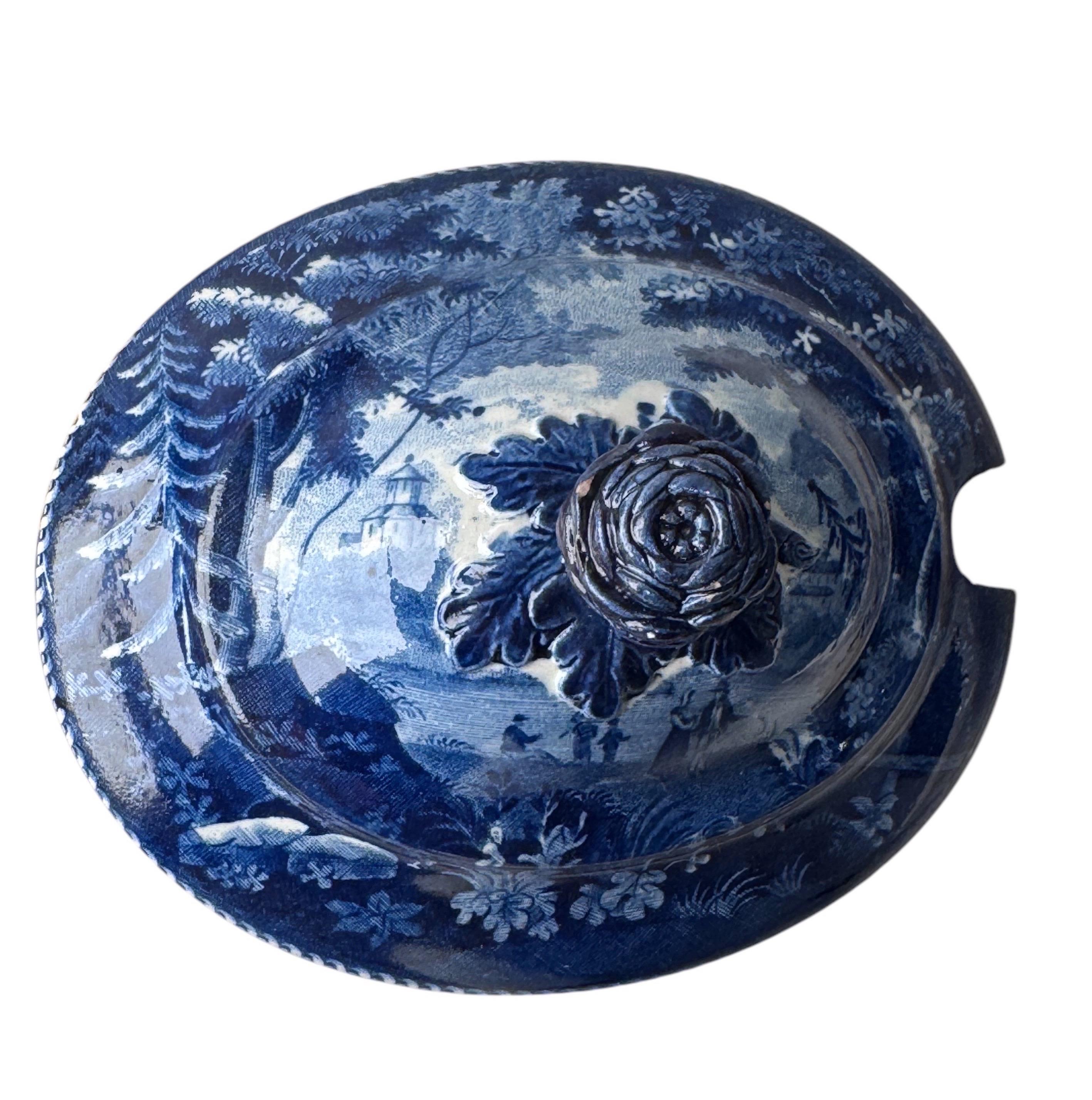 Blue & White Ridgway Sauce Tureen Staffordshire   
(Italian Scenery) For Sale 1