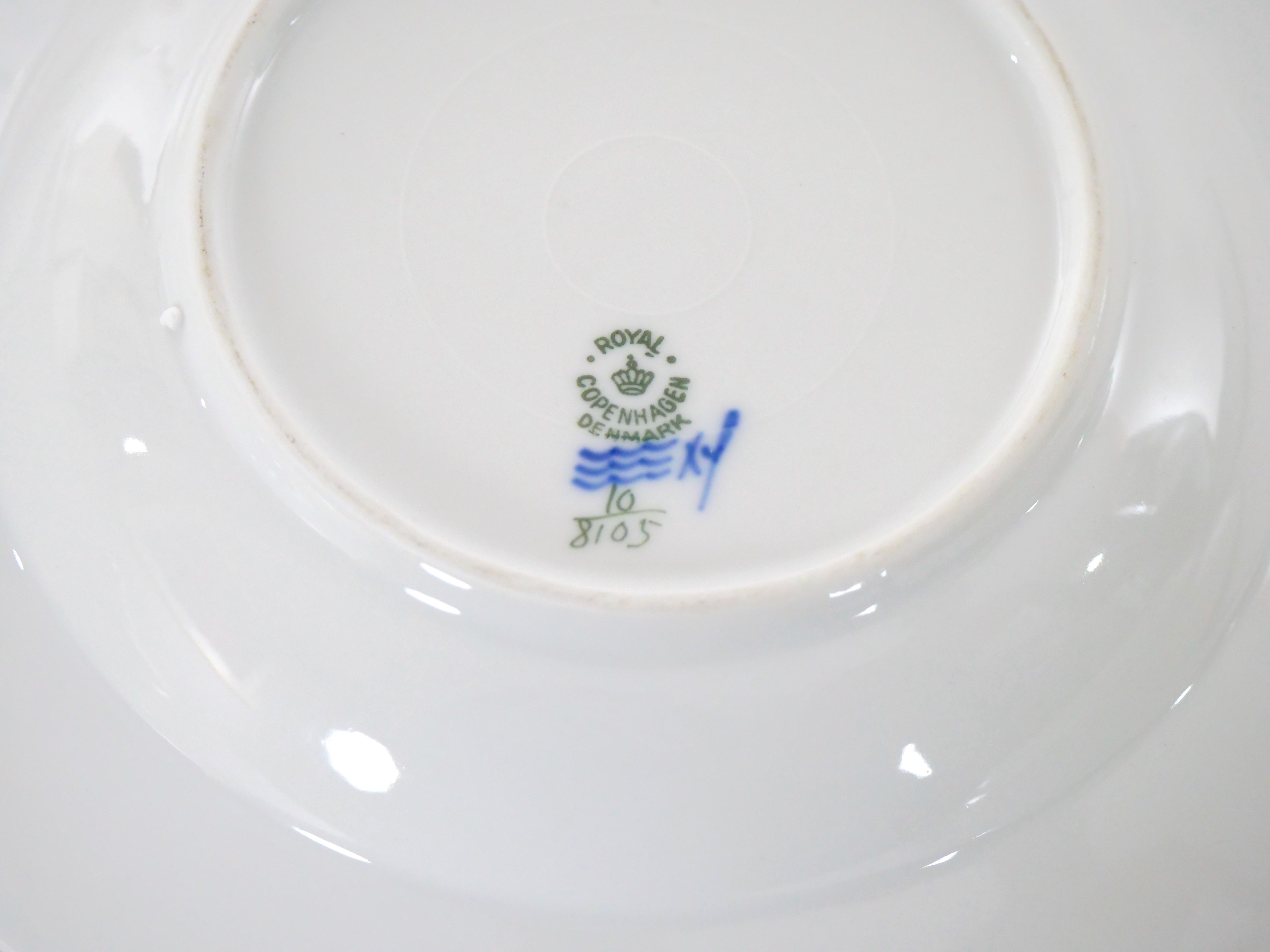 Glazed Blue & White Royal Copenhagen Denmark Part Dinner Set With Serving Pieces For Sale
