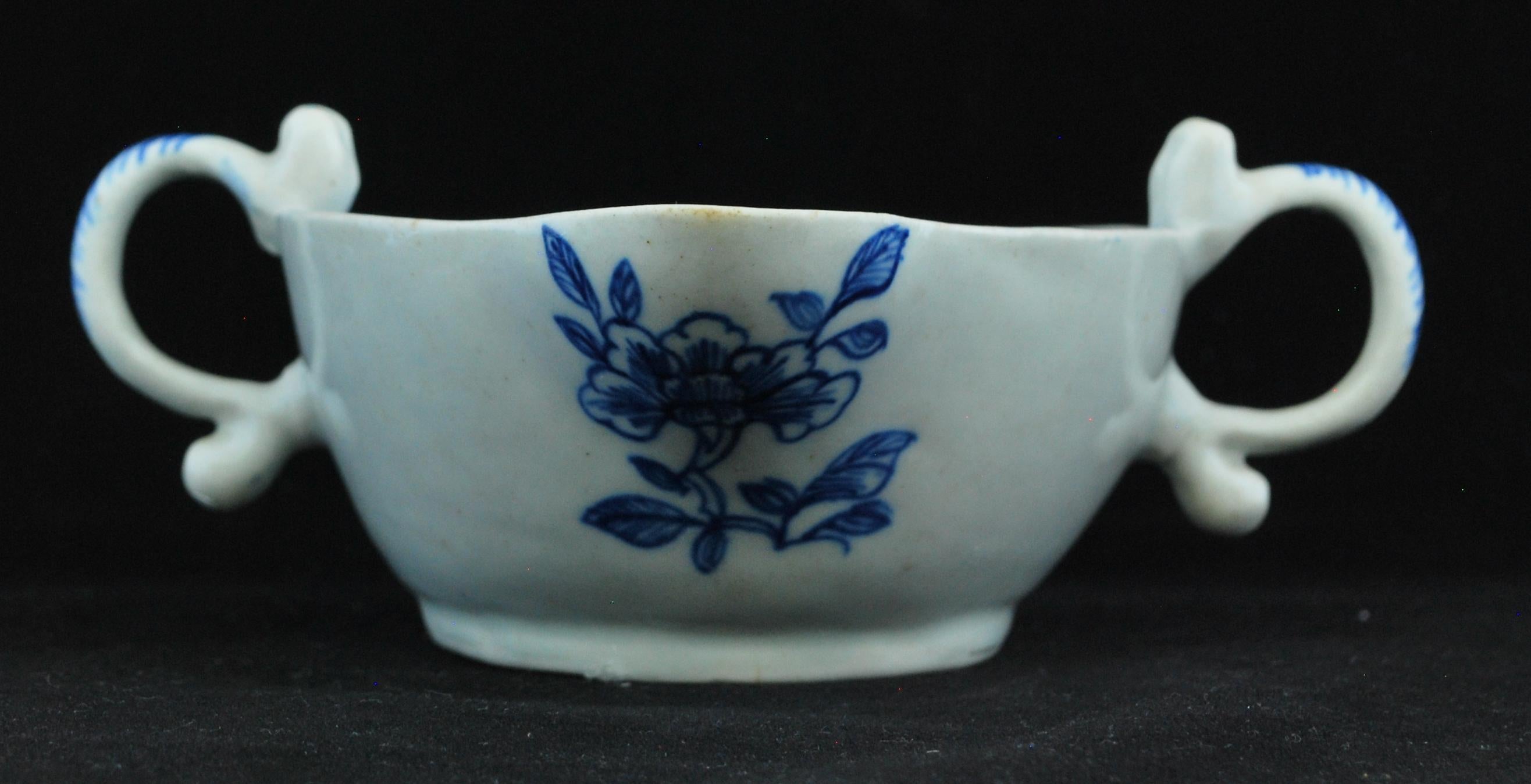English Blue and White Sauce Boat, Bow Porcelain Factory, circa 1751 For Sale