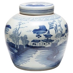 Blue & White Shan Shui Ginger Jar