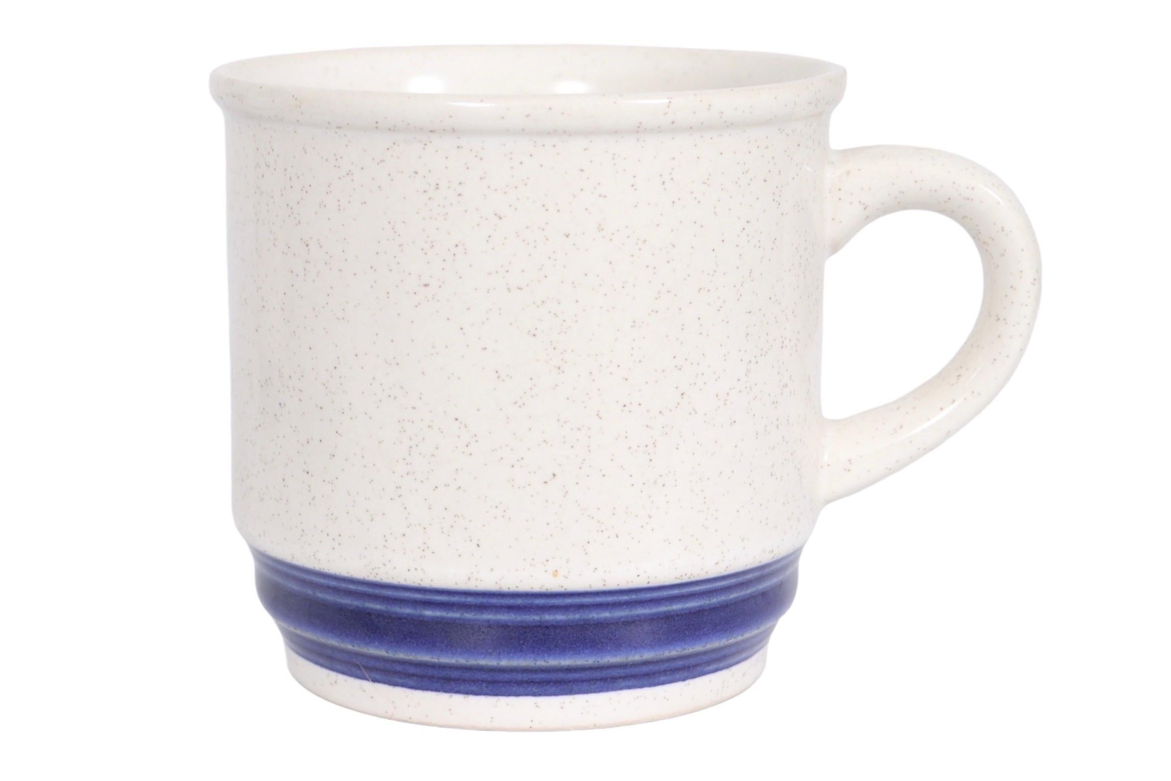 Blue & White Stoneware Mugs, Set of 8 In Good Condition In Bradenton, FL