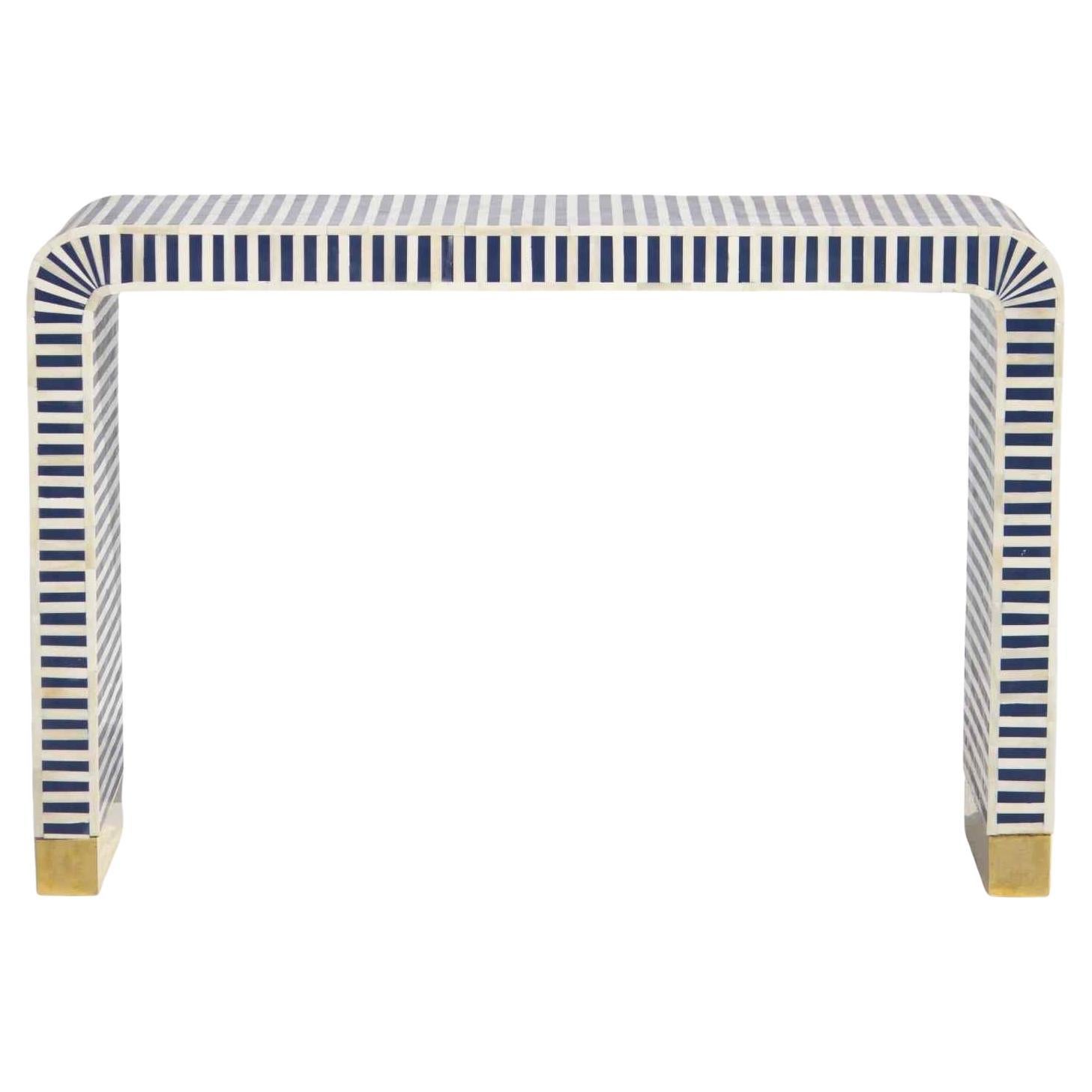 Blue
White Stripe Bone Inlay Console Table by House of Jaipur