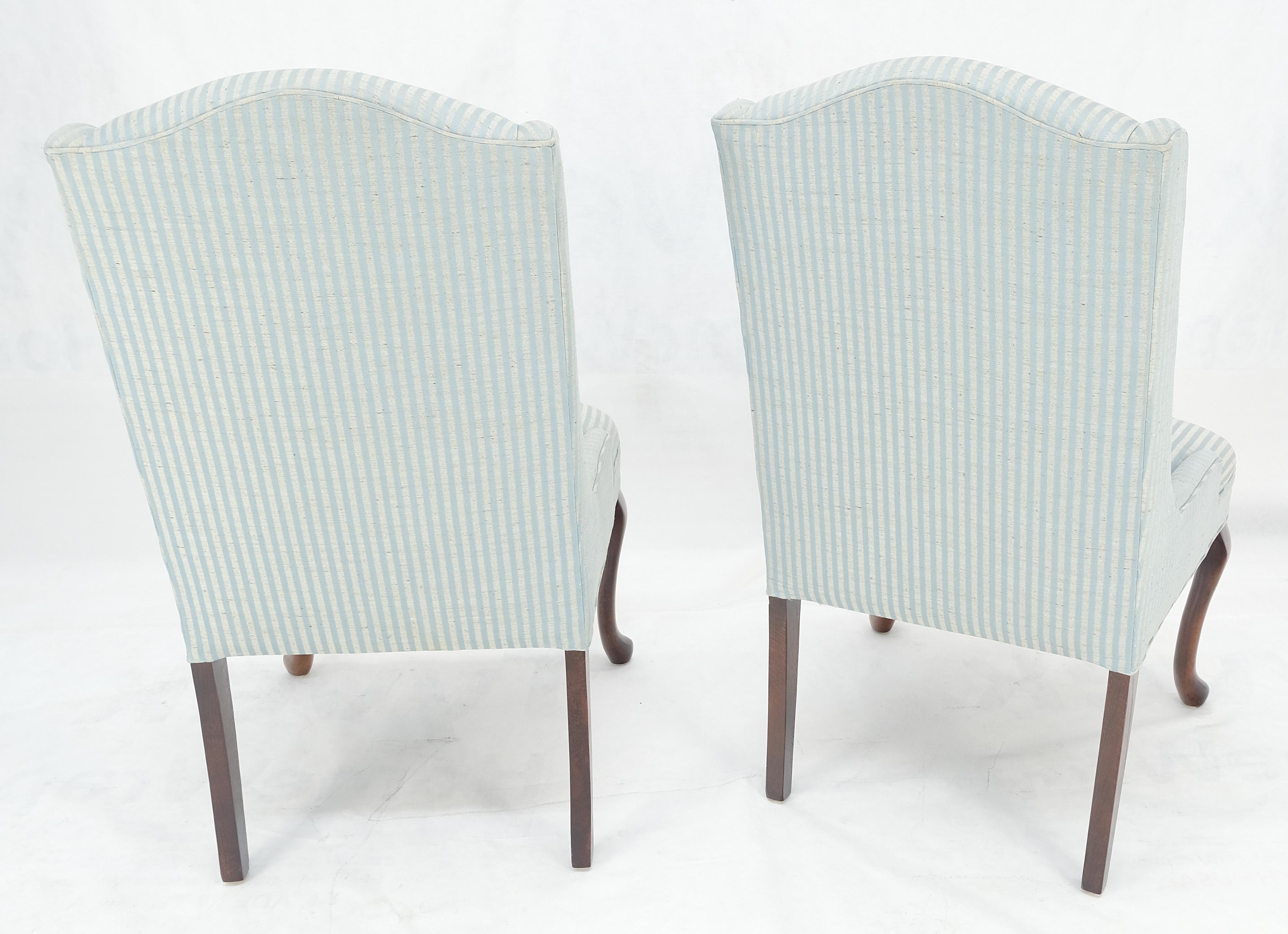 Sedie laterali da fuoco a strisce bianche e blu in stile Queen Anne a basso profilo MINT! in vendita 3