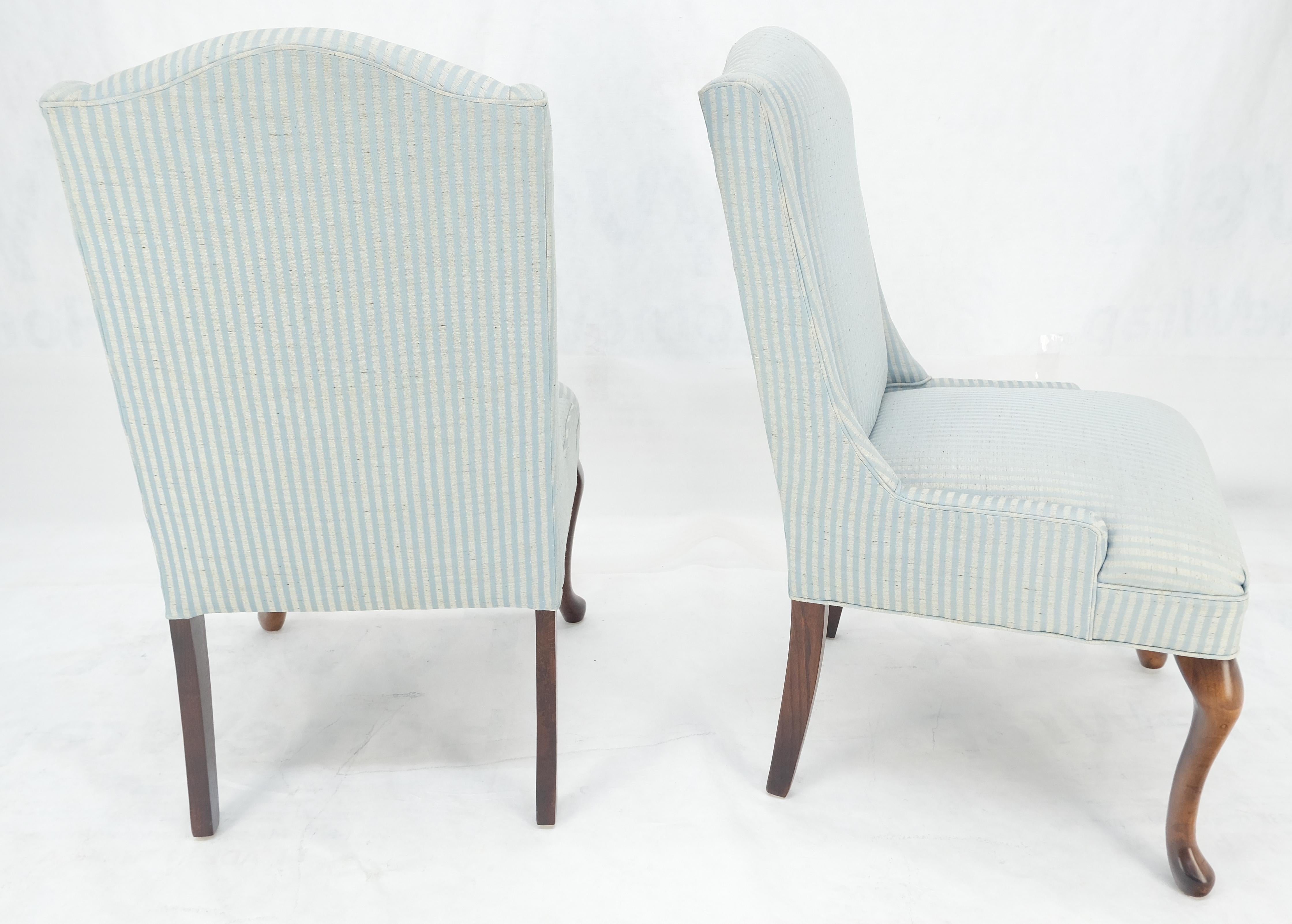 Sedie laterali da fuoco a strisce bianche e blu in stile Queen Anne a basso profilo MINT! in vendita 4