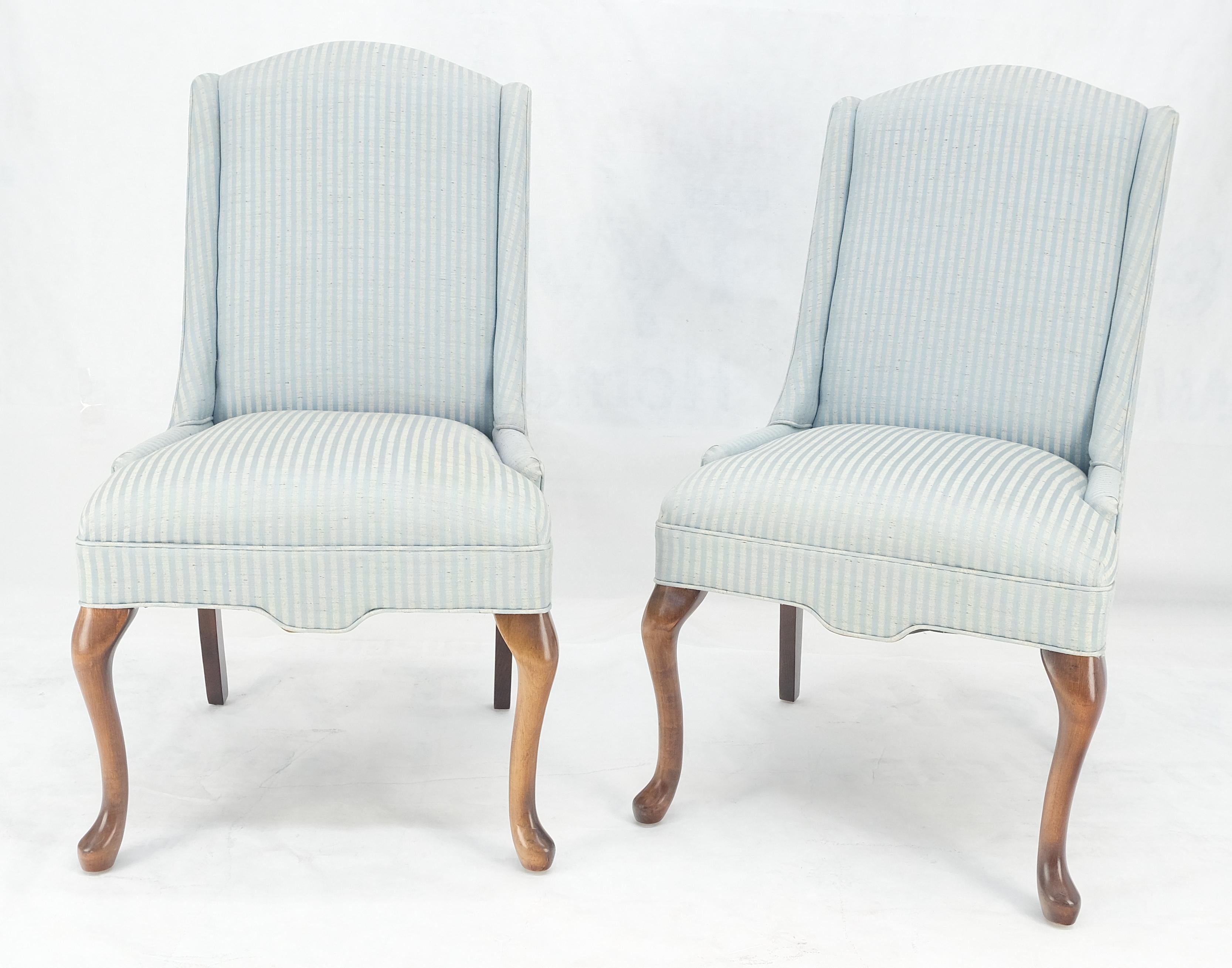 Laccato Sedie laterali da fuoco a strisce bianche e blu in stile Queen Anne a basso profilo MINT! in vendita