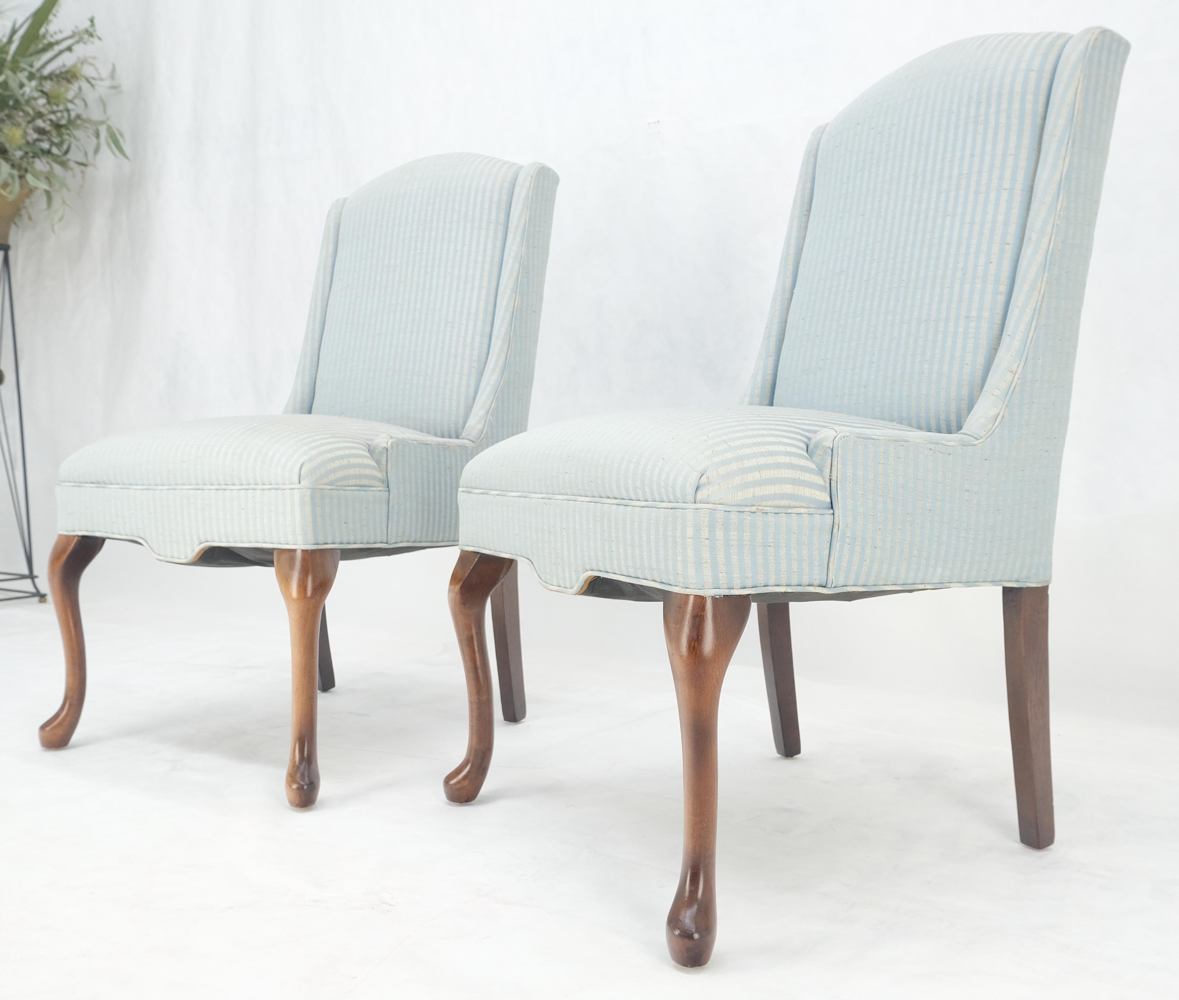 XX secolo Sedie laterali da fuoco a strisce bianche e blu in stile Queen Anne a basso profilo MINT! in vendita