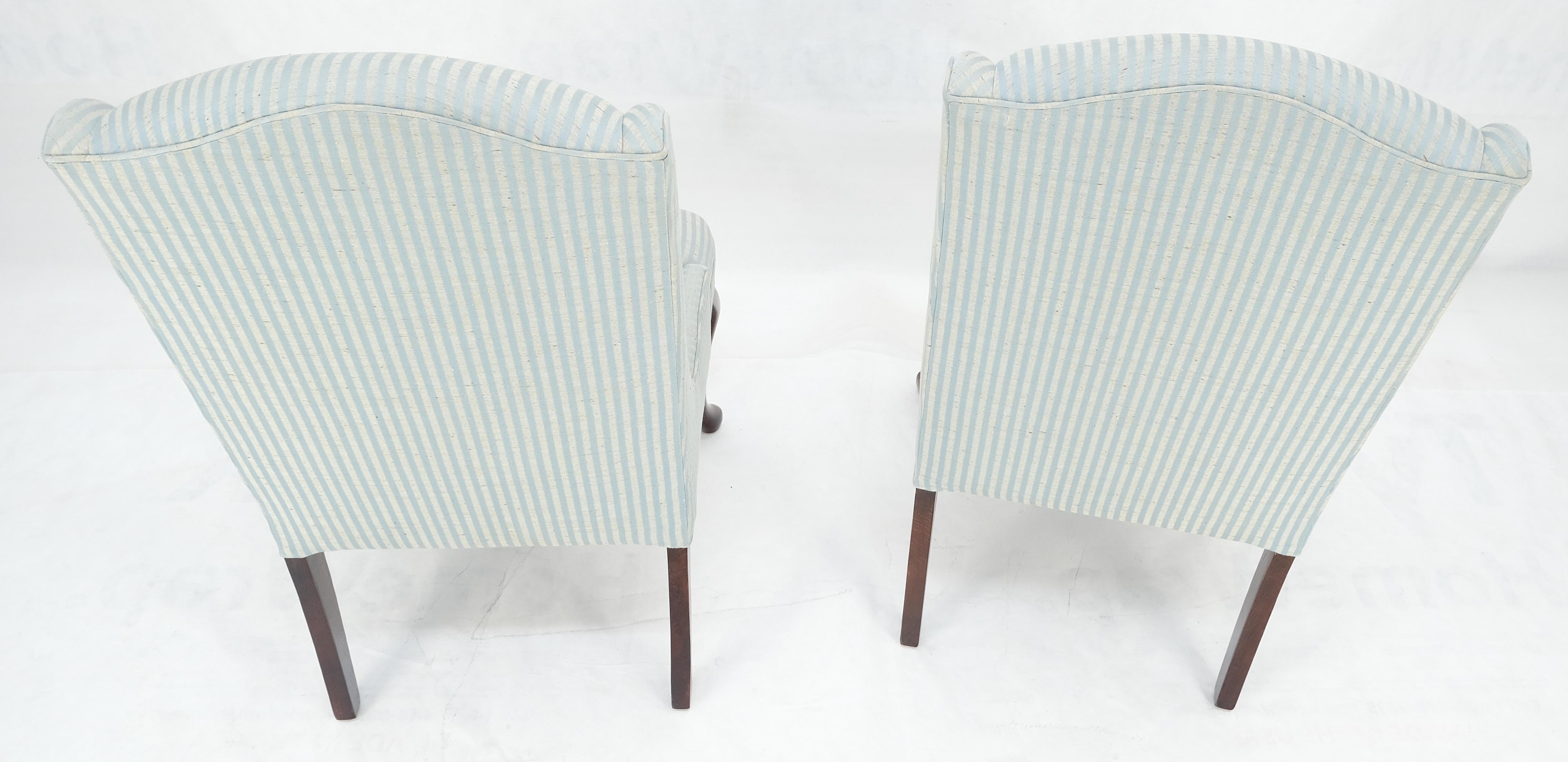 Sedie laterali da fuoco a strisce bianche e blu in stile Queen Anne a basso profilo MINT! in vendita 2