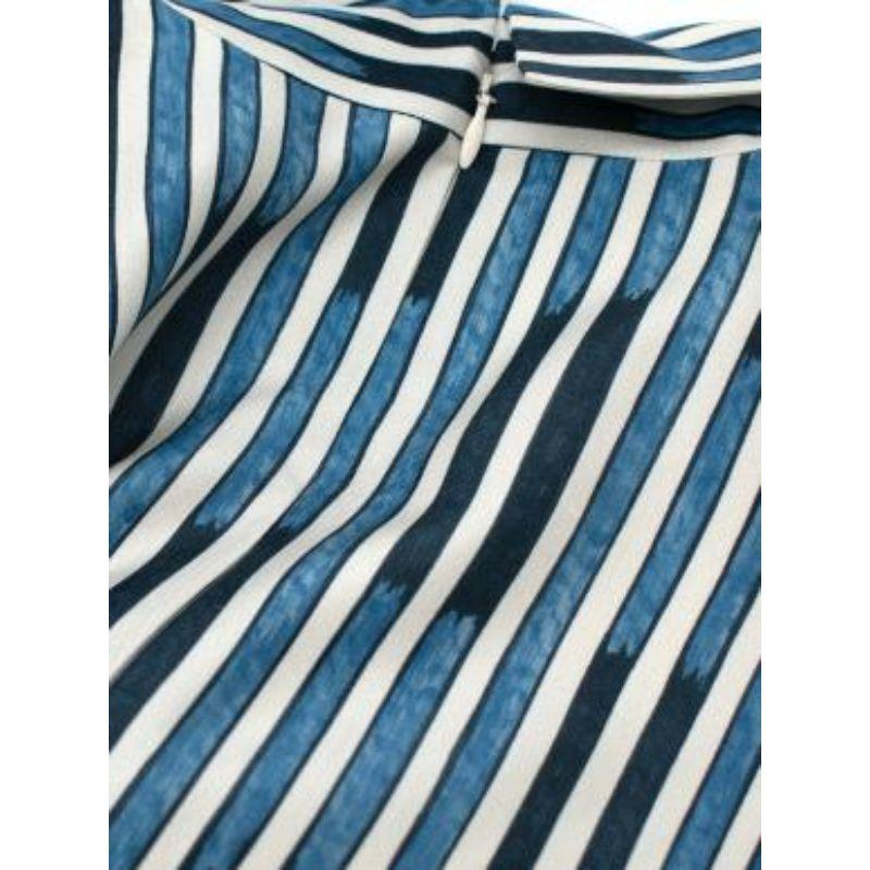 Blue & white striped palm print silk dress 2