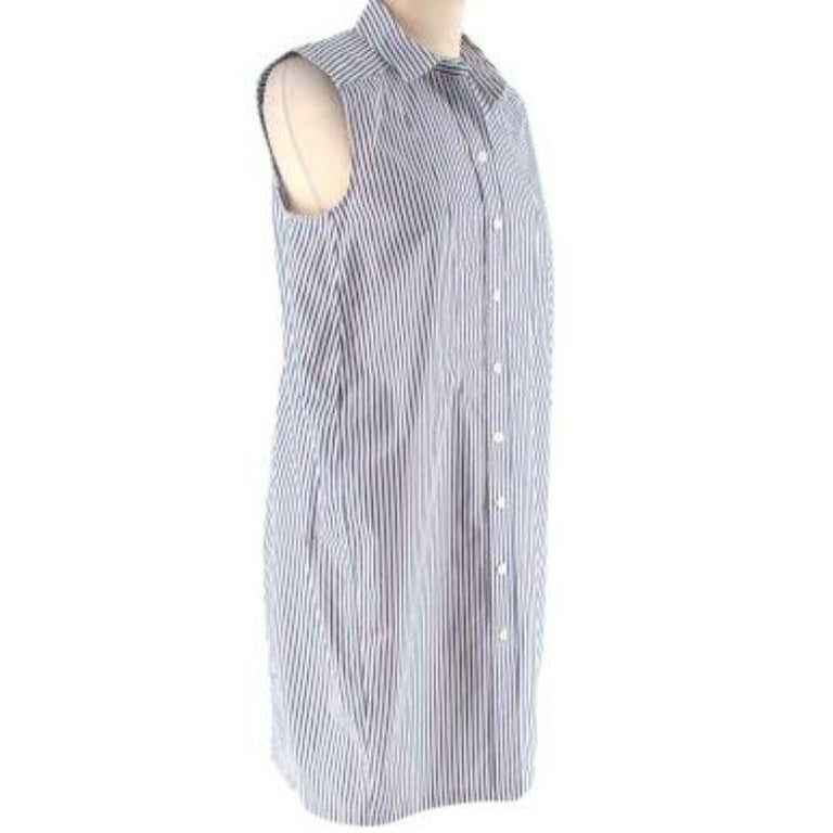 Embellished Grey Striped Sleeveless Shirt main image 1
