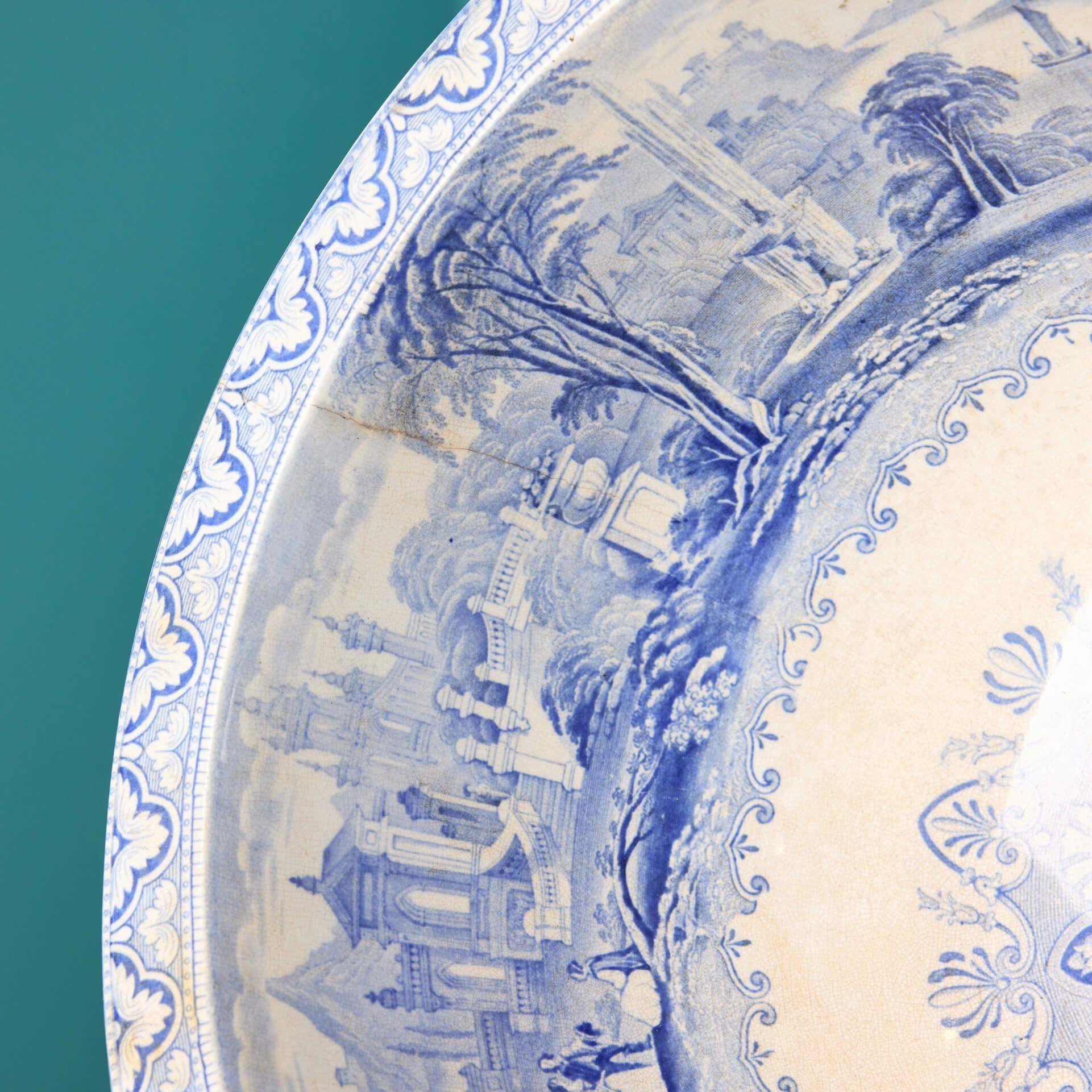 English Blue & White Transfer Print Victorian Sink Bowl