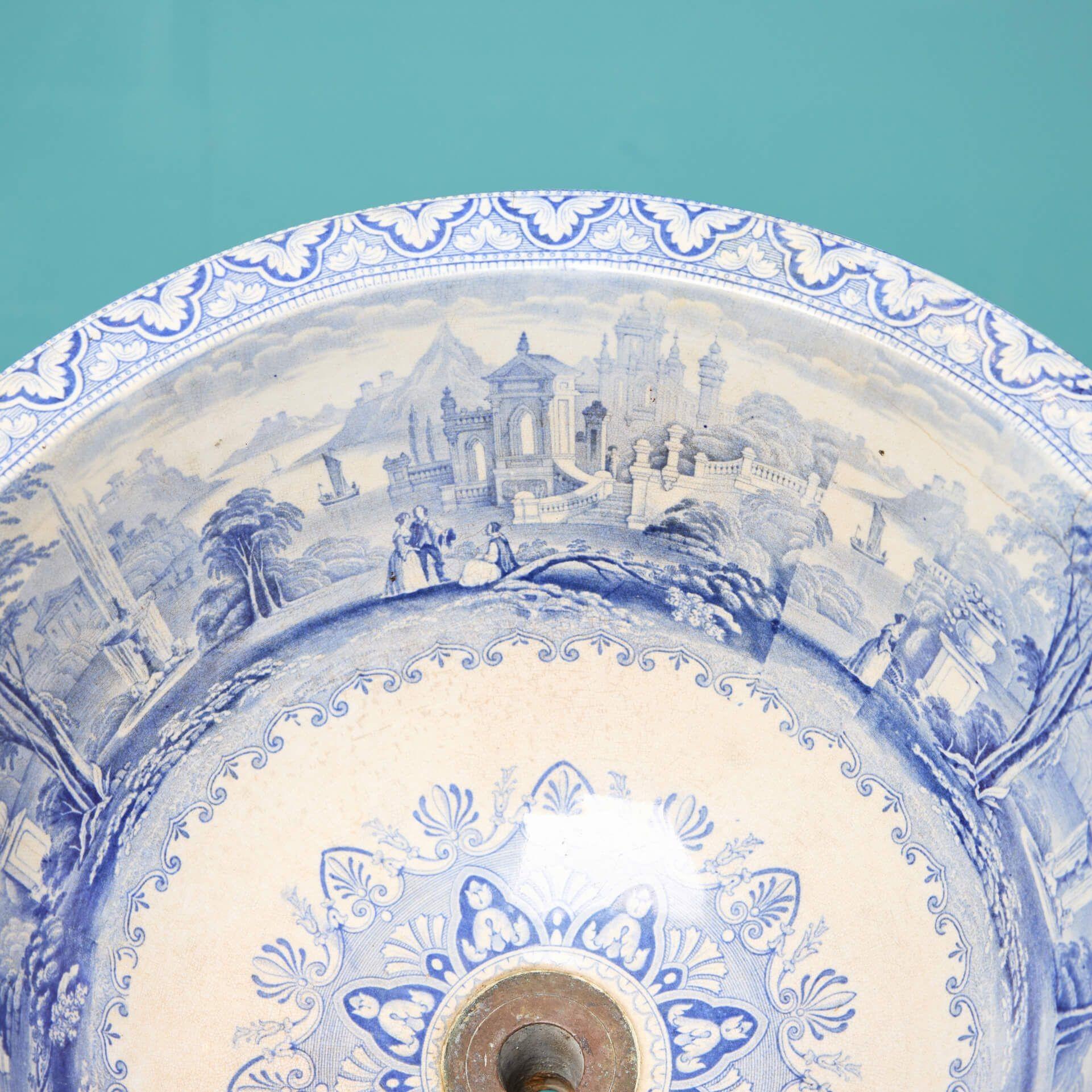 19th Century Blue & White Transfer Print Victorian Sink Bowl