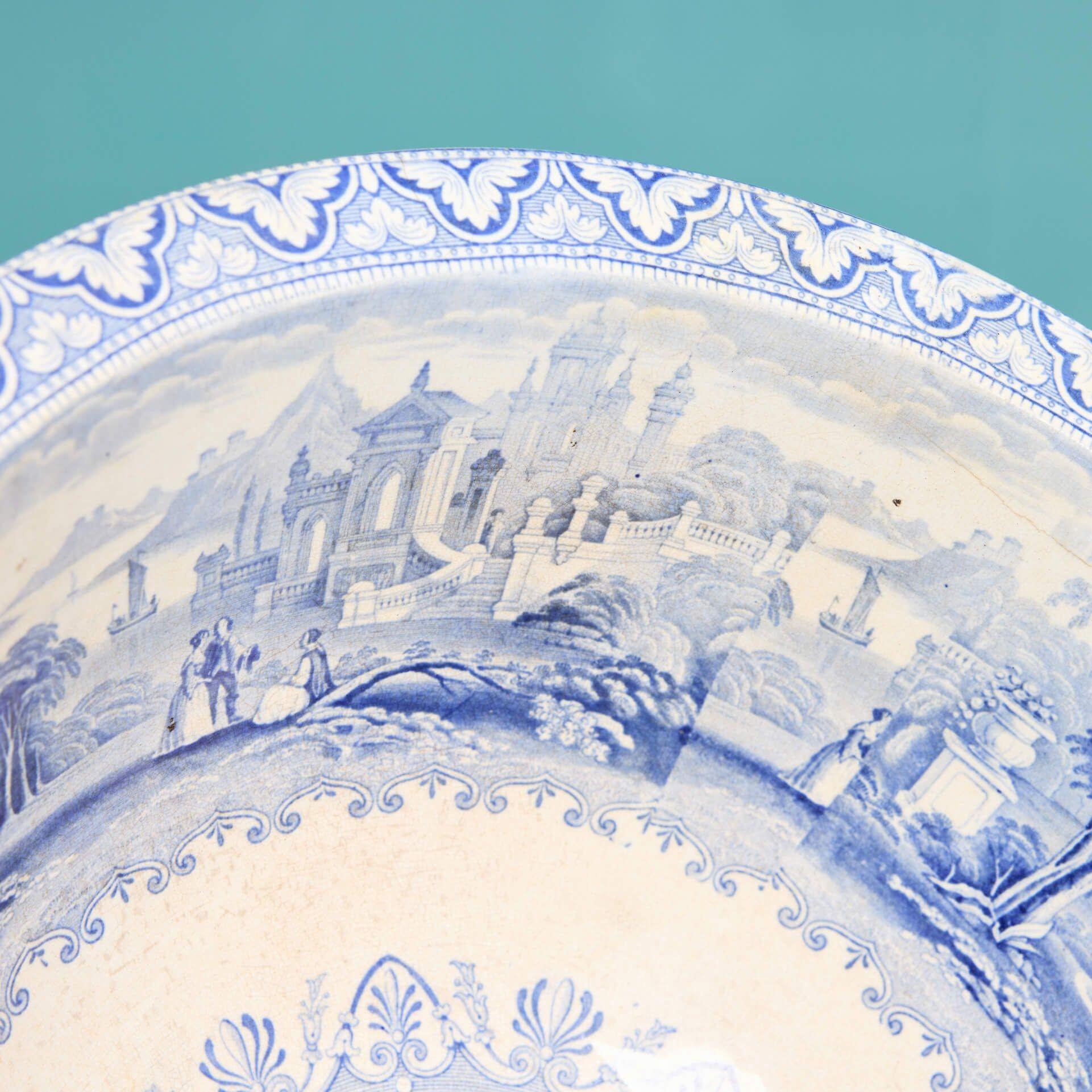 Porcelain Blue & White Transfer Print Victorian Sink Bowl
