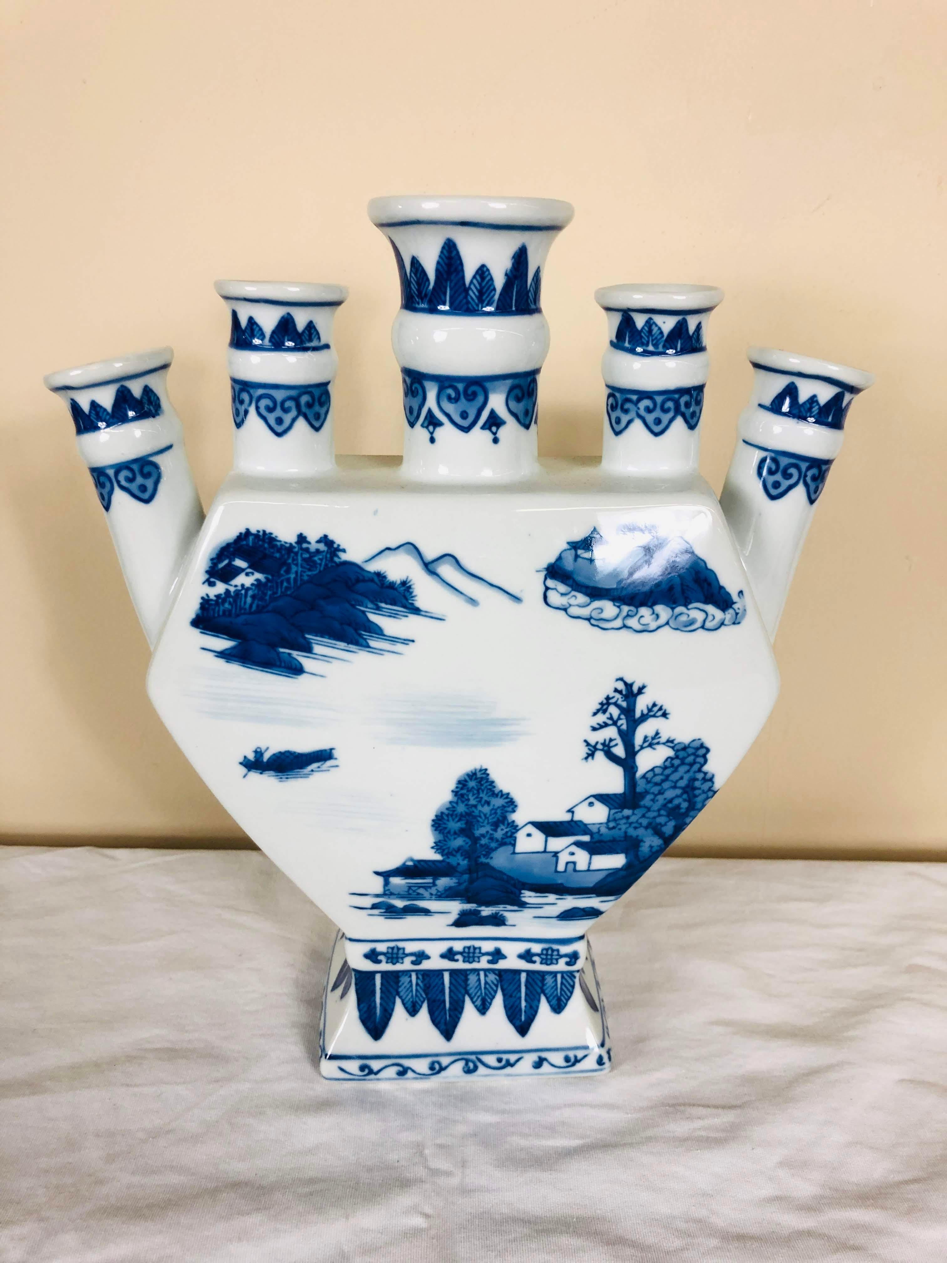 Blue and White Tulip Vase 4