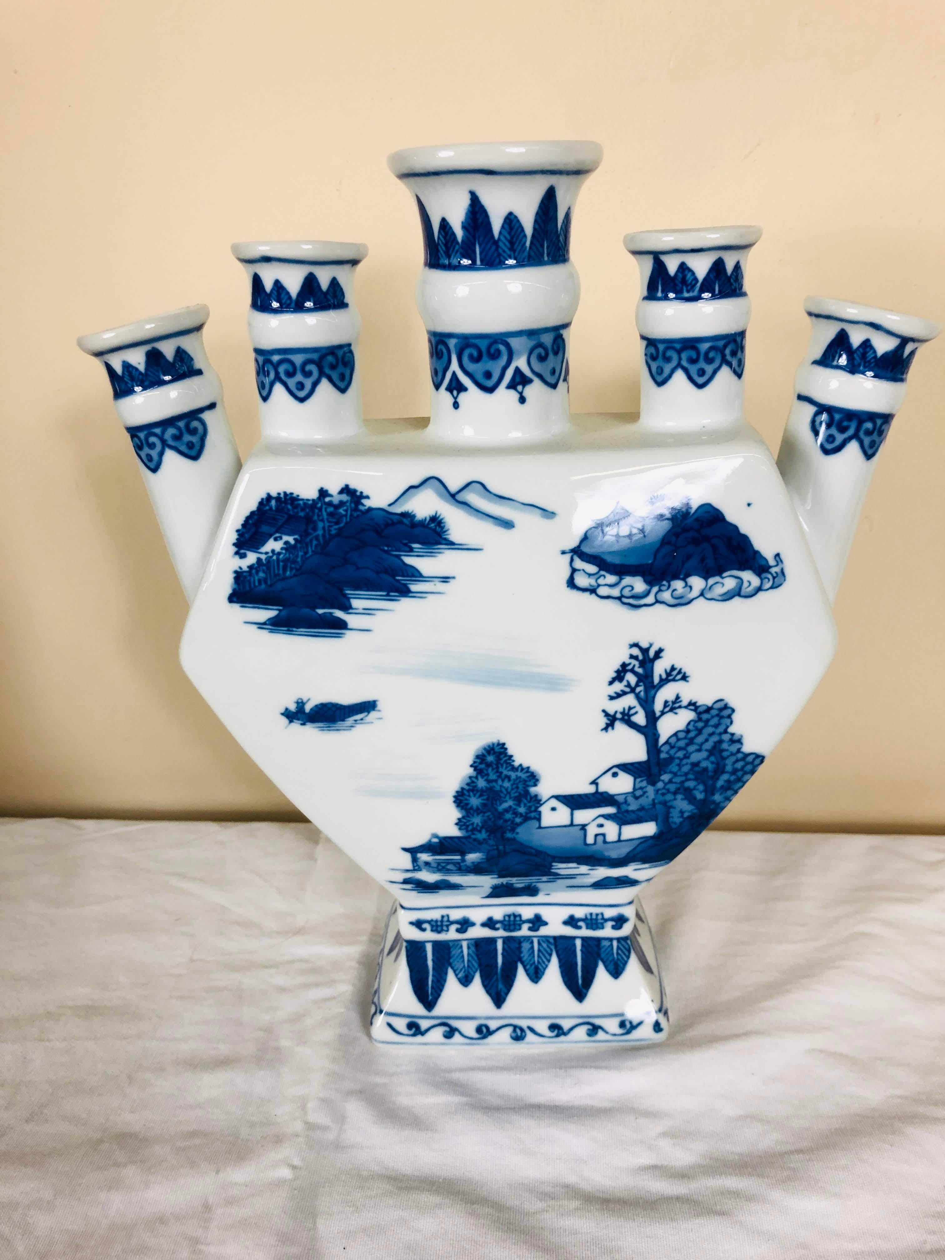 Blue and White Tulip Vase 9