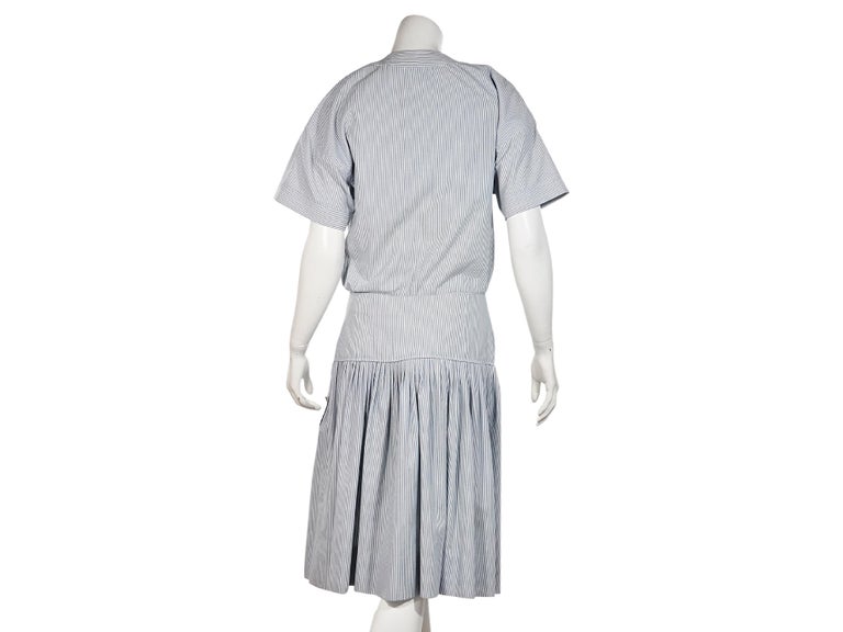 Blue and White Vintage Chanel Boutique Striped Dress For Sale at 1stDibs