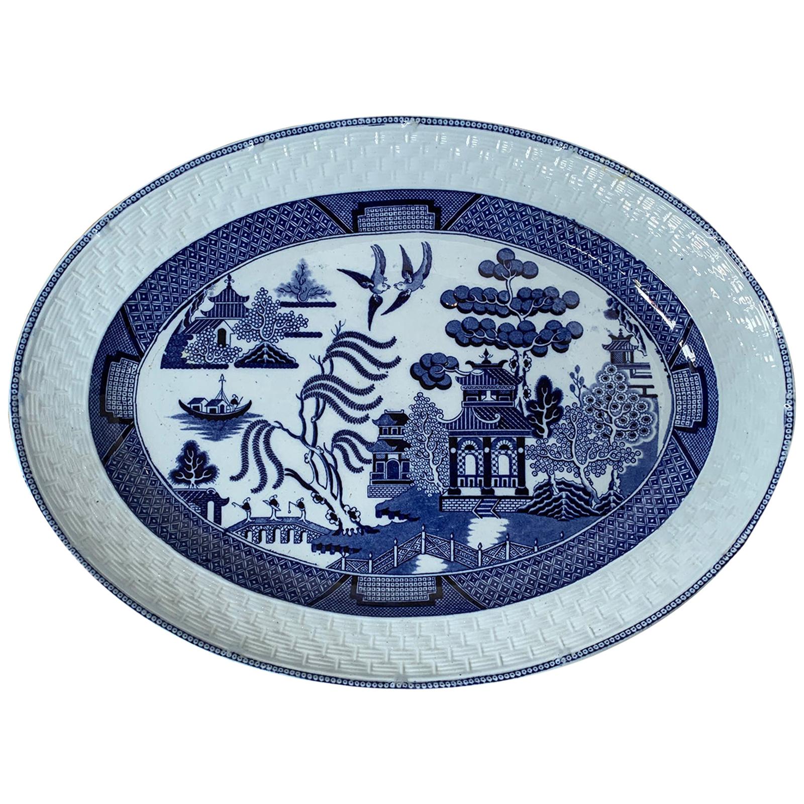 Blue Willow Porcelain Charger by T.C. Brown-Westhead Moore & Co., circa 1870s For Sale