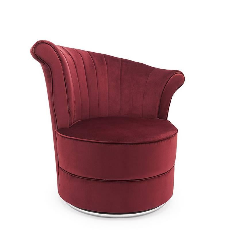 Fauteuil droit à oreilles bleues avec tissu en velours bleu ou rouge Excellent état à Paris, FR