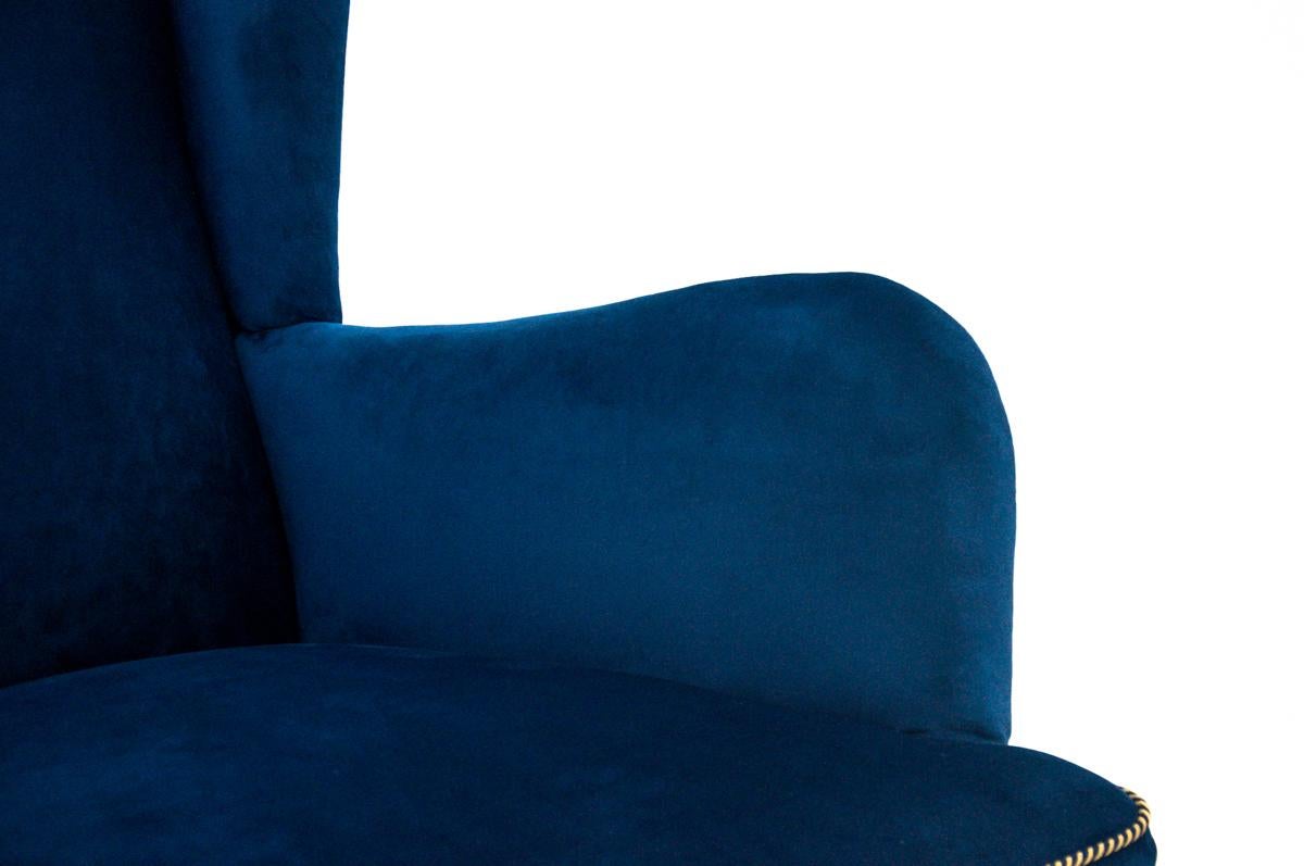 Polish Blue Wingback Chair, Scandinavia, 1950s